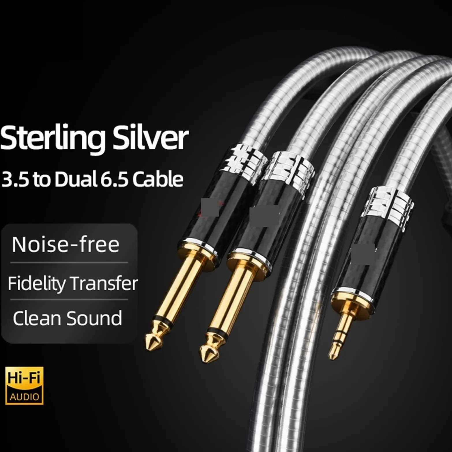 Wysokiej jakości srebrny podwójny kabel HiFi 3.5 6,35 do wzmacniacza mieszającego 2 rozdzielacz Jack Mono 6,5 do 3,5 (0,75 m) stereo kabel audio