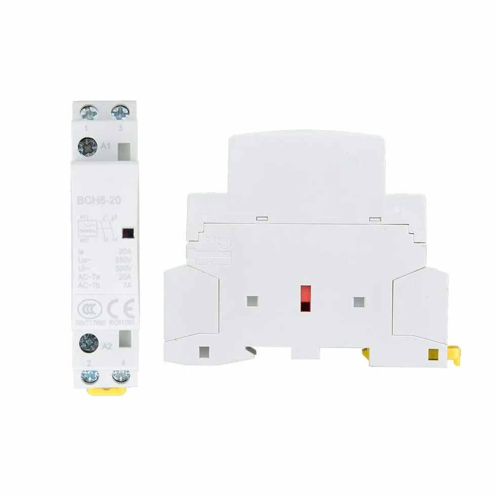 Przekaźnik 230V Suchy Styk Stycznik 2P 20A Domowy Stycznik Prądu Przemiennego do Montażu na Szynie Din elektryczność 1No 1Nc (220V 230V) (220V/230V)