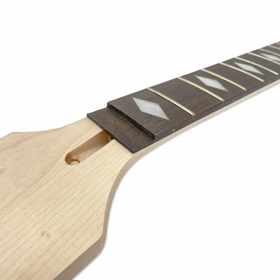 Yinfente Płomień klon gryf gitarowy 21 prog 65 cm błyszczący przezroczysty płaszcz farba perłowa kropka wkładka DIY wymiana gitary (przezroczysta)