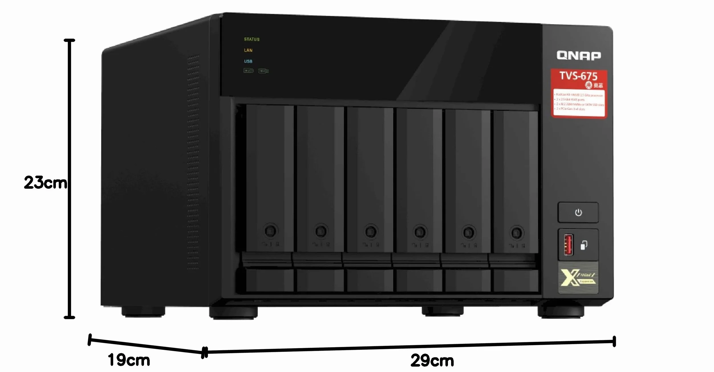 QNAP 6-kieszeniowy NAS Zhaoxin KX-U6580 8C/8T 2,5 GHz Czarny