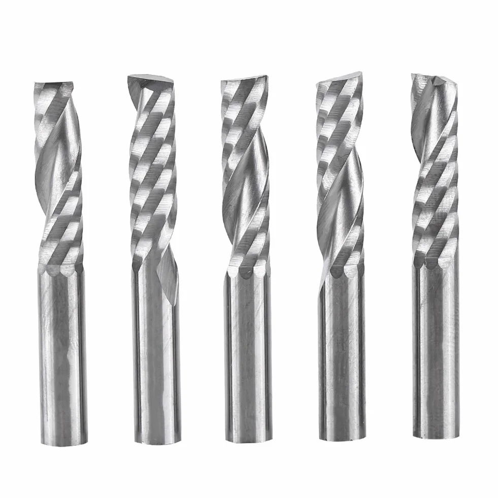 Freesbity 5 sztuk 6 mm trzpień pojedynczy frez frezarski narzędzie do wiercenia węglik wolframu frezy CNC frezy do drewna, stali aluminiowej, PCB PCB PCV, włókno węglowe