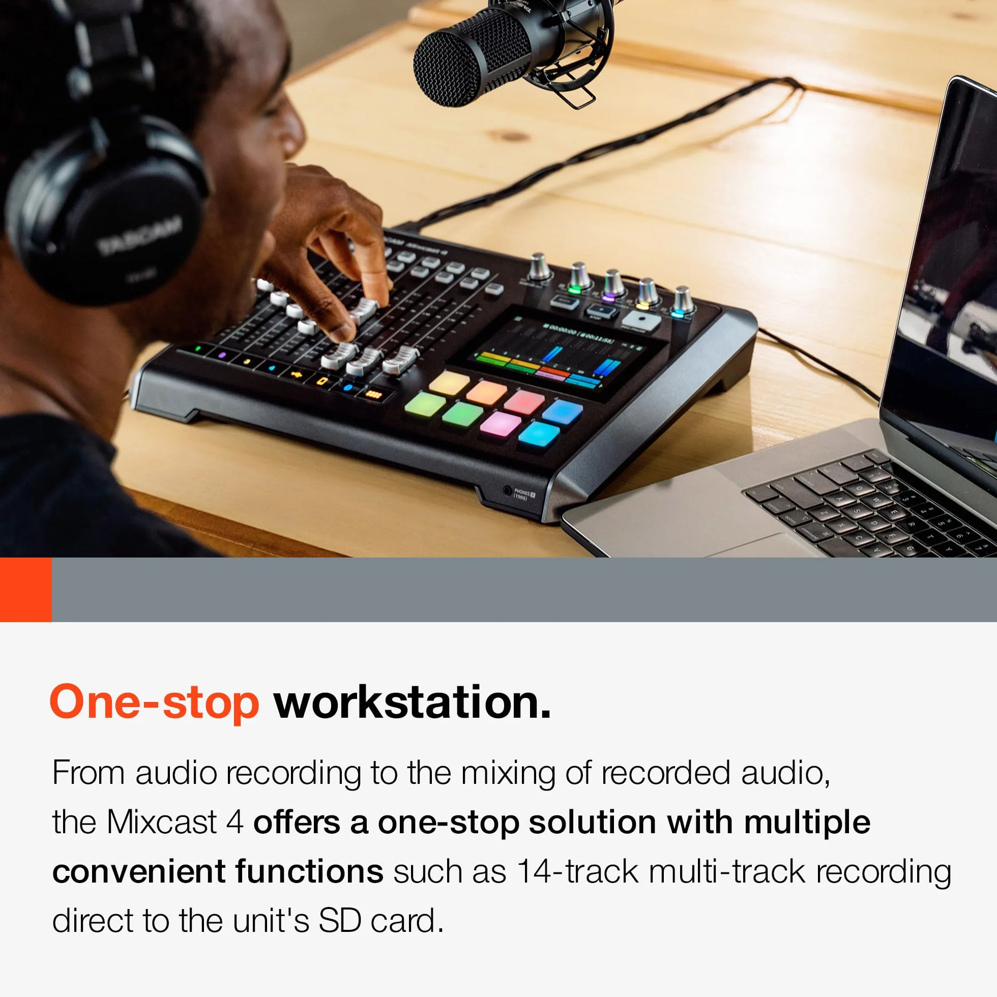 Tascam Mixcast 4 Mikser Audio, Czarny, 14 kanałów, 4 wejścia