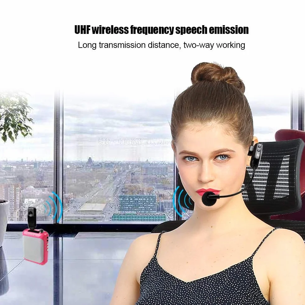 Sxhlseller Mikrofon, profesjonalny mikrofon Head-Wear UHF Wireless Harmonic Distortion, mikrofon do wzmacniacza głosu, komputera do nauki, przewodników, prezentacji, konferencji