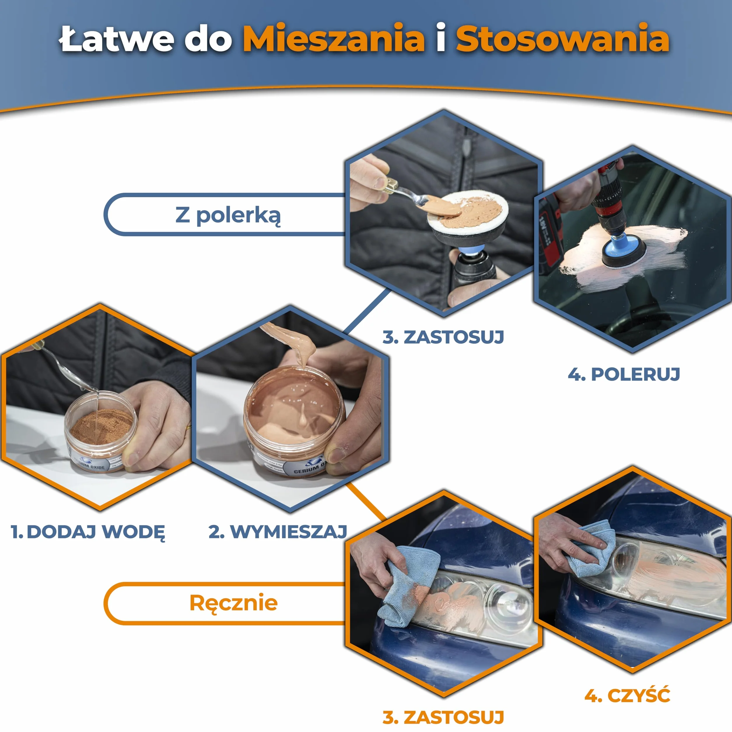 GLASS POLISH PRO 100 g tlenek ceru, wysokiej jakości proszek do polerowania szkła, ulepszona formuła, TREO 85%, 3,5 mikrona, brązowy - GP90007