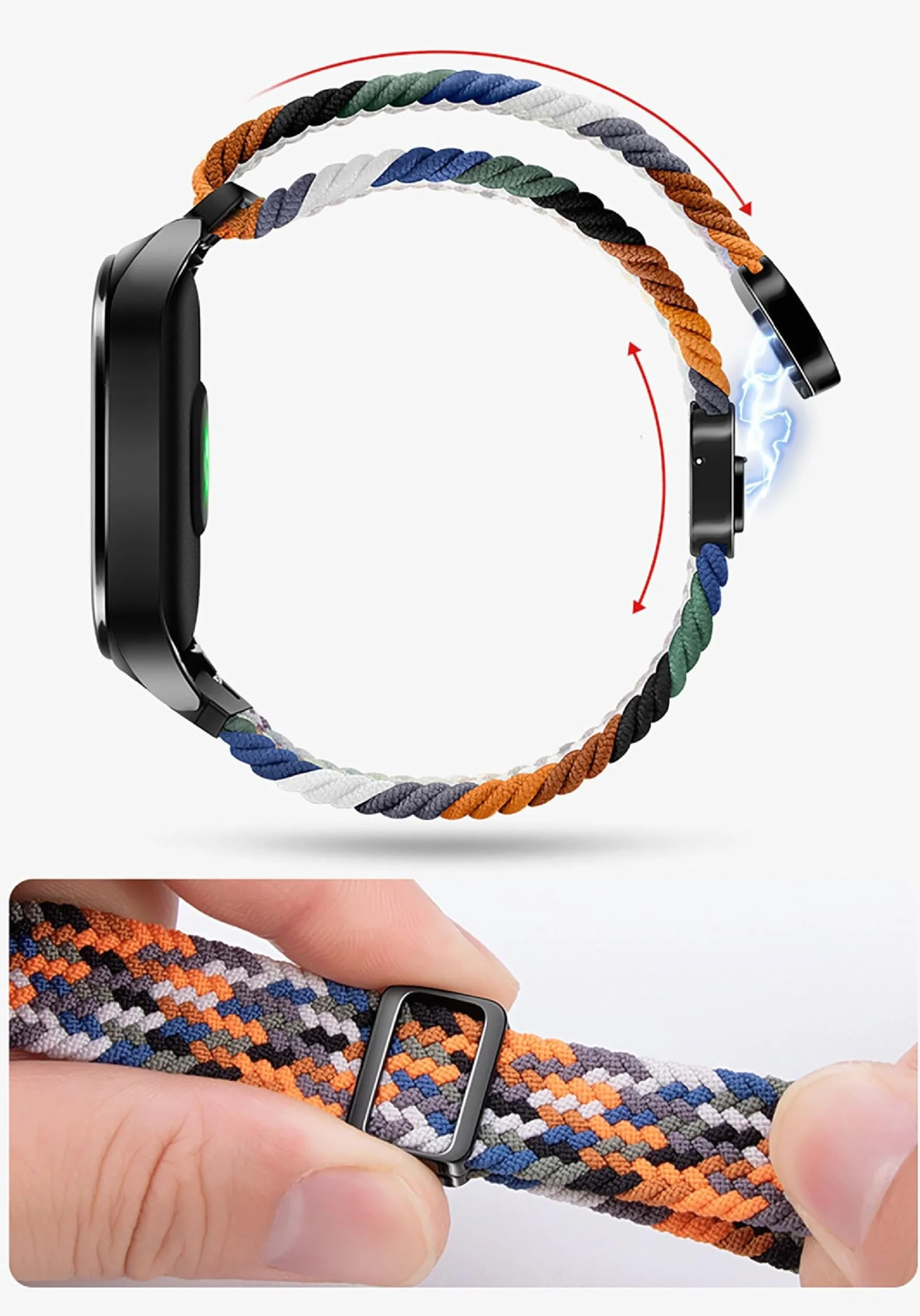 GIOPUEY Pasek kompatybilny z Garmin Lily 2, elastyczny nylonowy pleciony pasek, zamiennik paska [unisex]