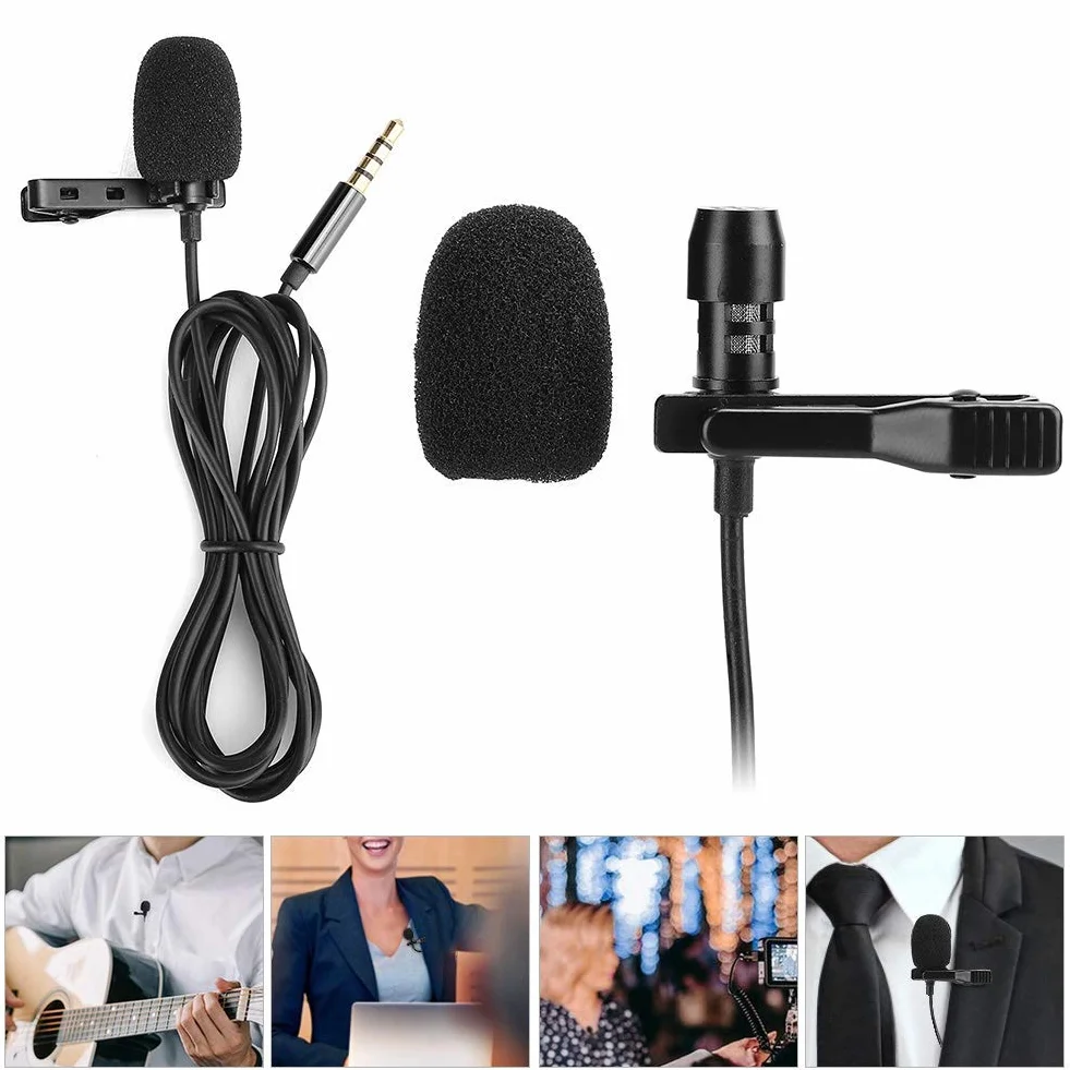 Mikrofon do klapy, Kondensator dookólny 1,5 m mikrofon klapy ze złączem 3,5 mm średnicy, mini mikrofon nagrywania konferencji, podcast, nagrywanie entrevi