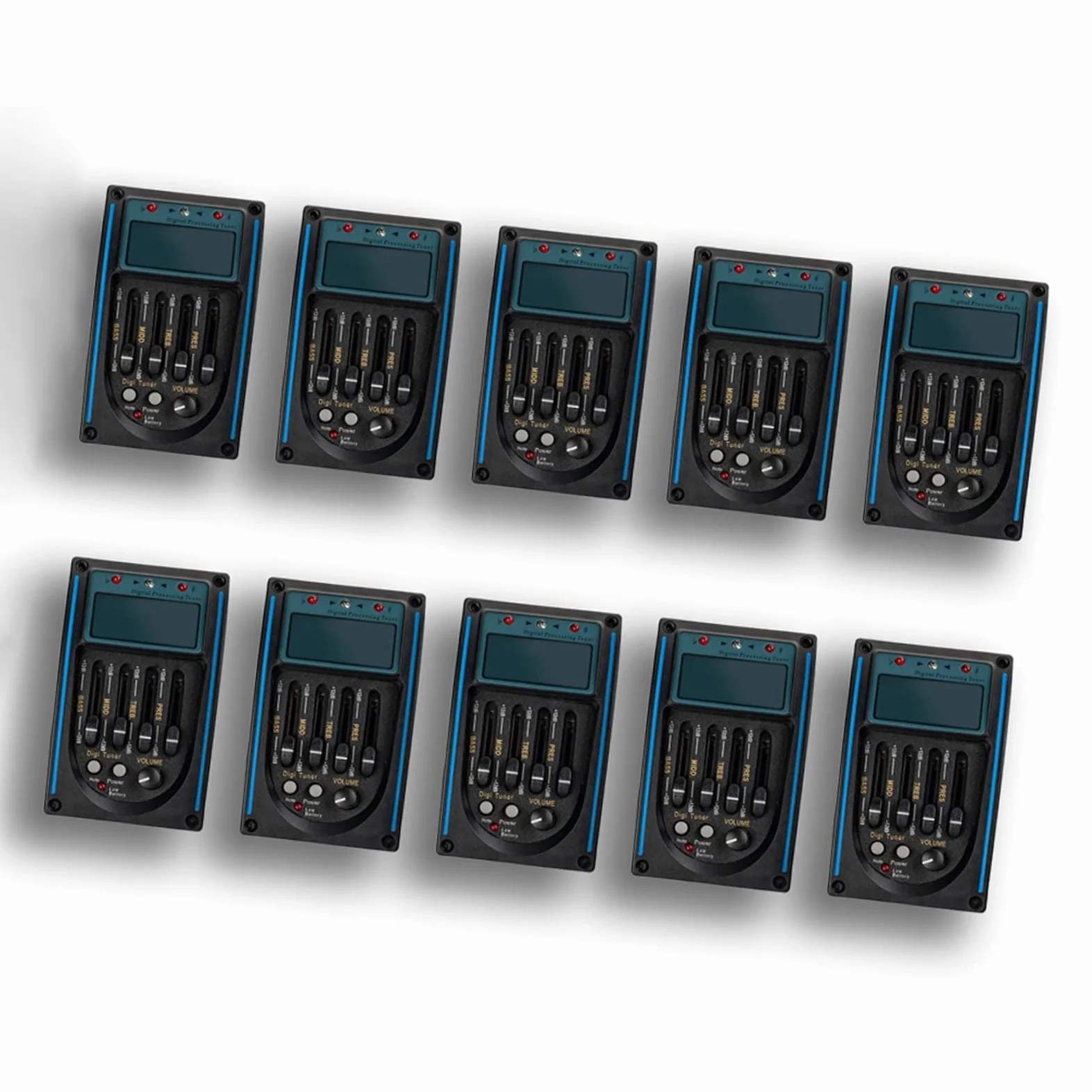 Przetworniki do gitary akustycznej 4-pasmowy Korektor Gitarowy Przedwzmacniacz Piezoelektryczny Przetwornik EQ Do Gitary Akustycznej Z Miękkim Piezoelektrycznym (Color : 10PCS)