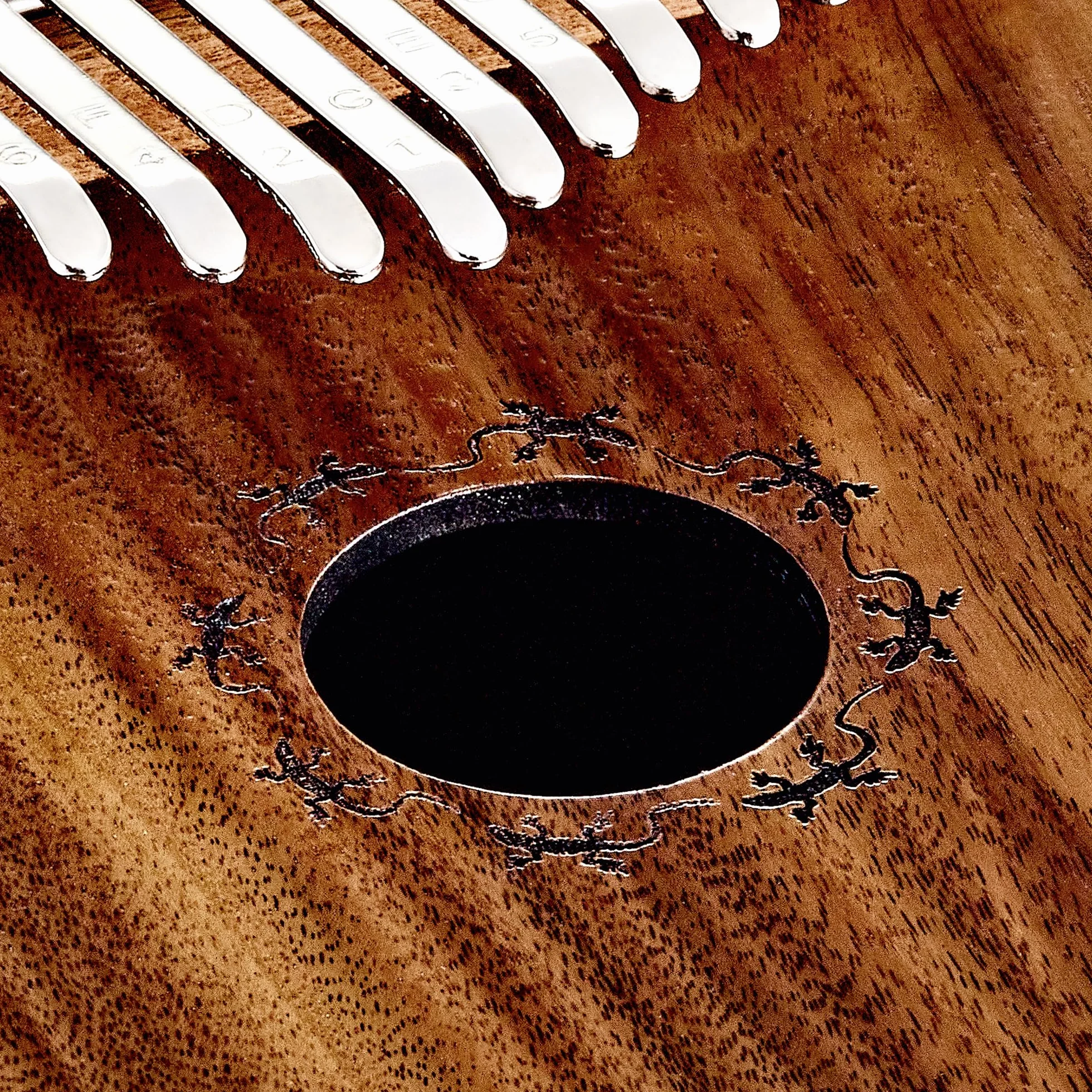 Ortega Kalimba C-Dur 17 kluczy akustyczny fortepian na kciuk seria Lizard z etui Deluxe