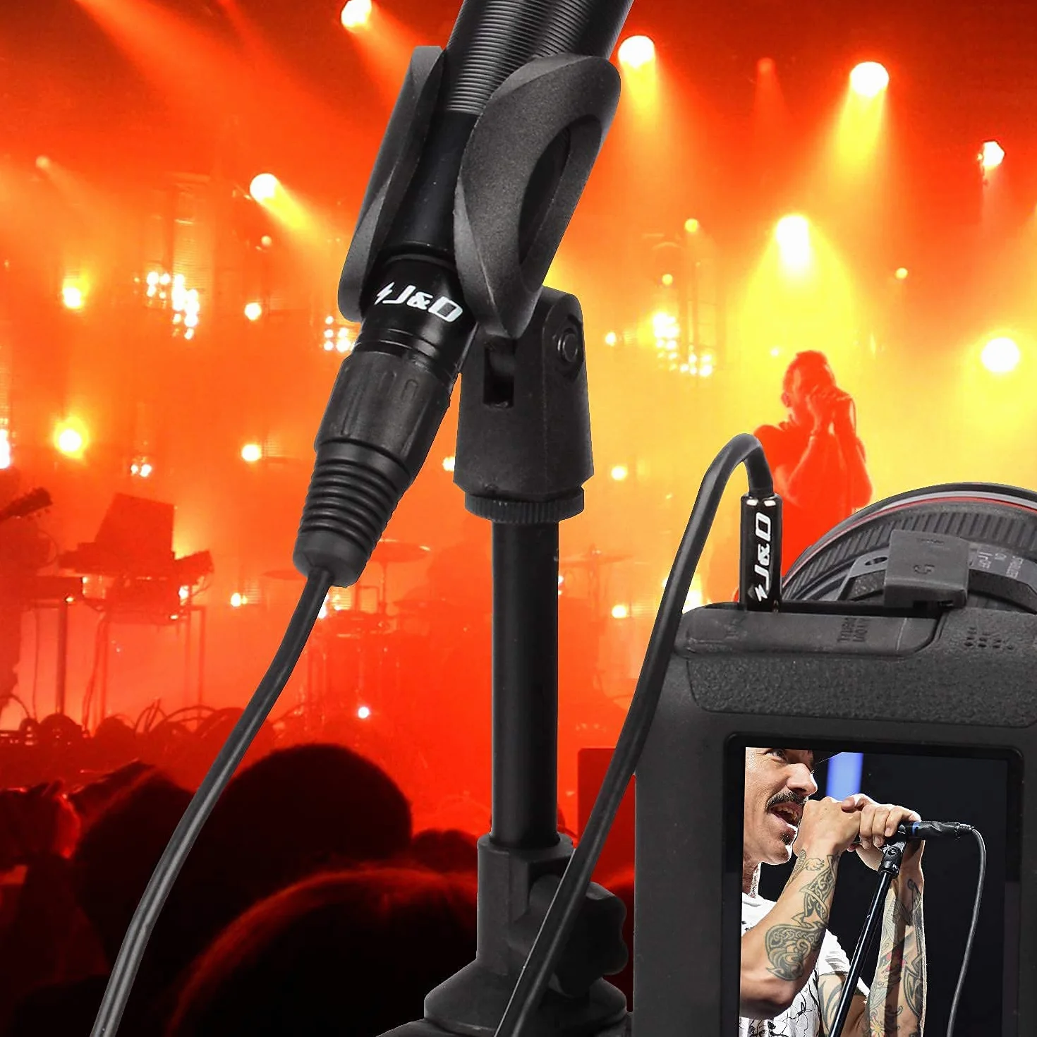 J&D Kabel mikrofonowy XLR na 3,5 mm, pozłacany, wytrzymały XLR żeński na 1/8 cala TRS męski zbalansowany adapter do lustrzanki cyfrowej, kamer, komputerowej karty dźwiękowej, 4,5 m