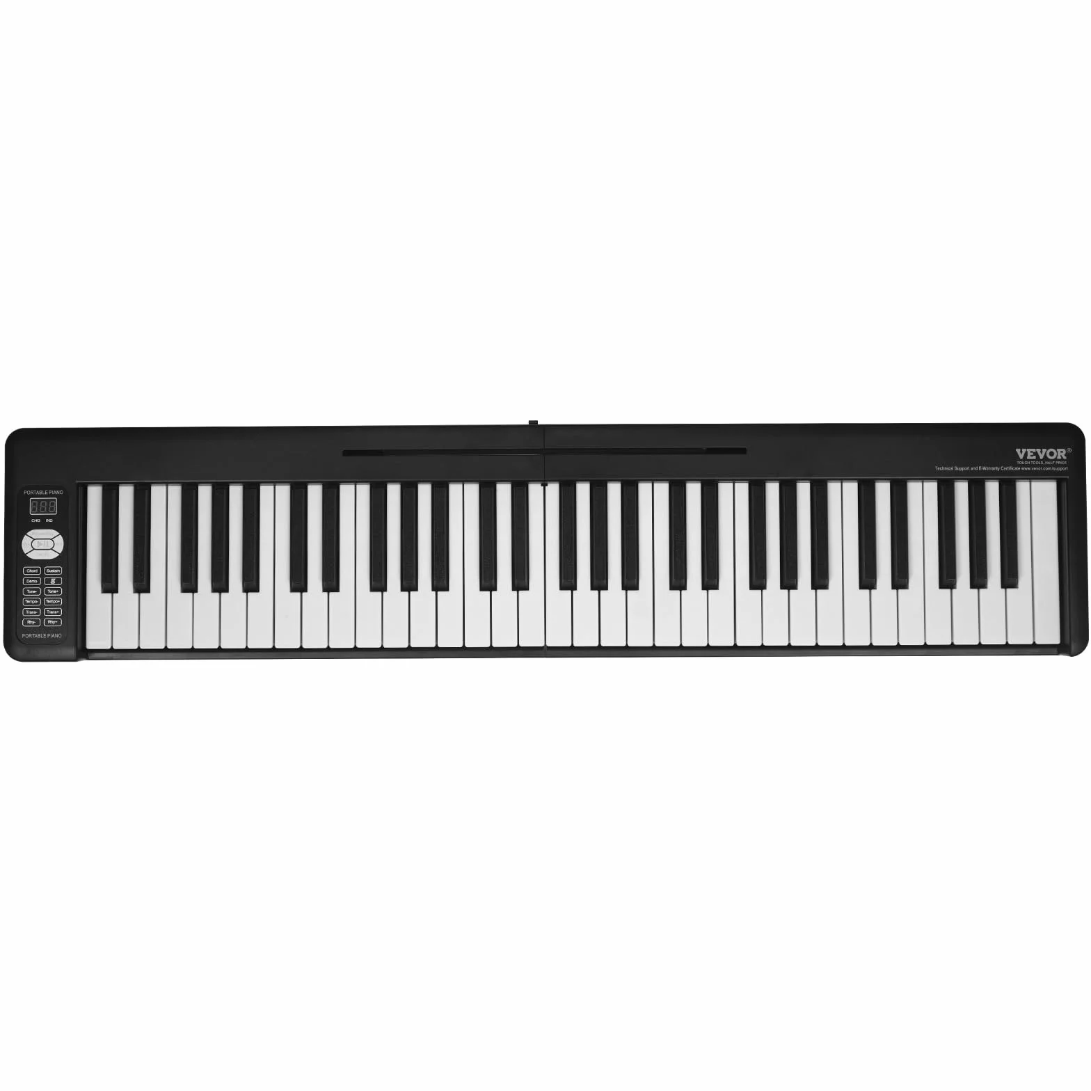 VEVOR Składane pianino 61 klawiszy, Bluetooth MIDI, przenośne składane elektroniczne pianino cyfrowe z pedałem, podświetlane klawisze dotykowe, torba, akumulator, składany fortepian