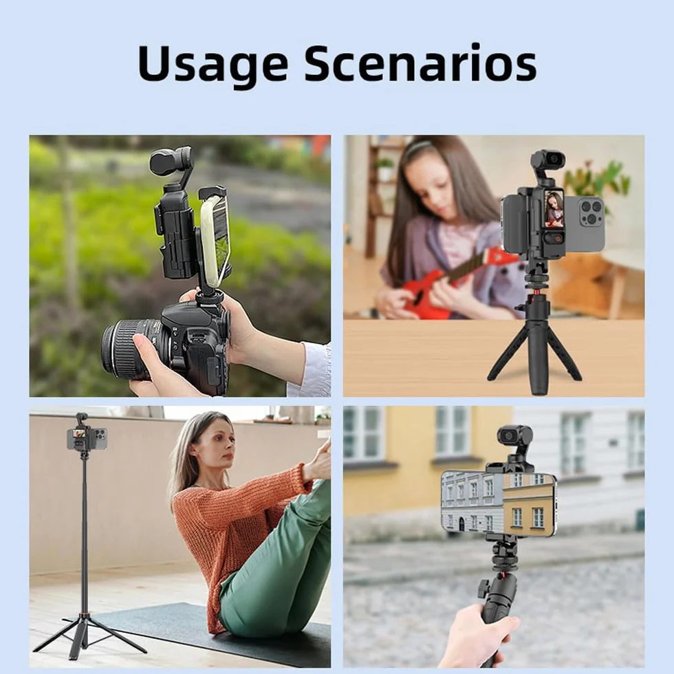 Stojak na telefon DJI Osmo Pocket 3, uchwyt na teleprompter do montażu na telefonie komórkowym, ramka ochronna z otworem gwintowanym 1/10.2 cm, używany ze statywem i drążkiem przedłużającym
