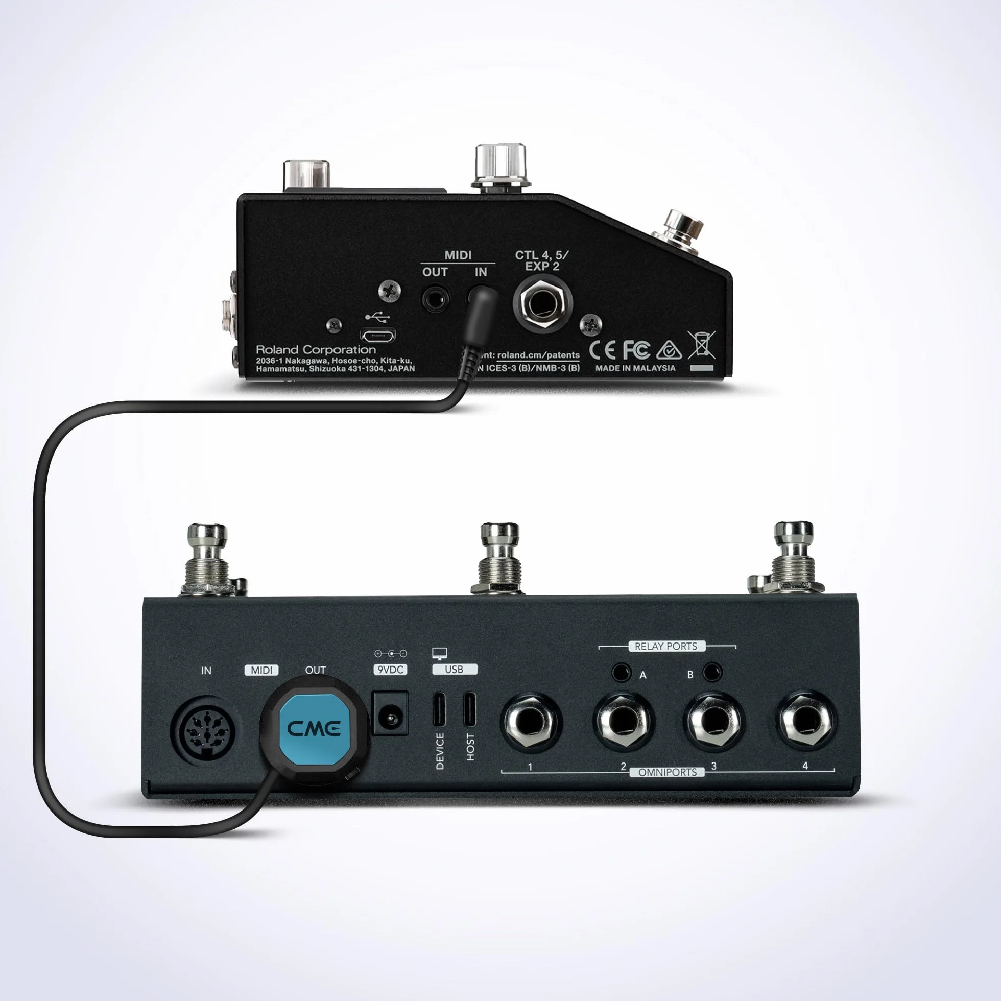 CME Zestaw 4 złączy MIDI TRS typu A 3,5 mm 1/8" na 5-pin DIN 30cm niskoprofilowe ultracienkie kątowe do syntezatorów pedalboardów