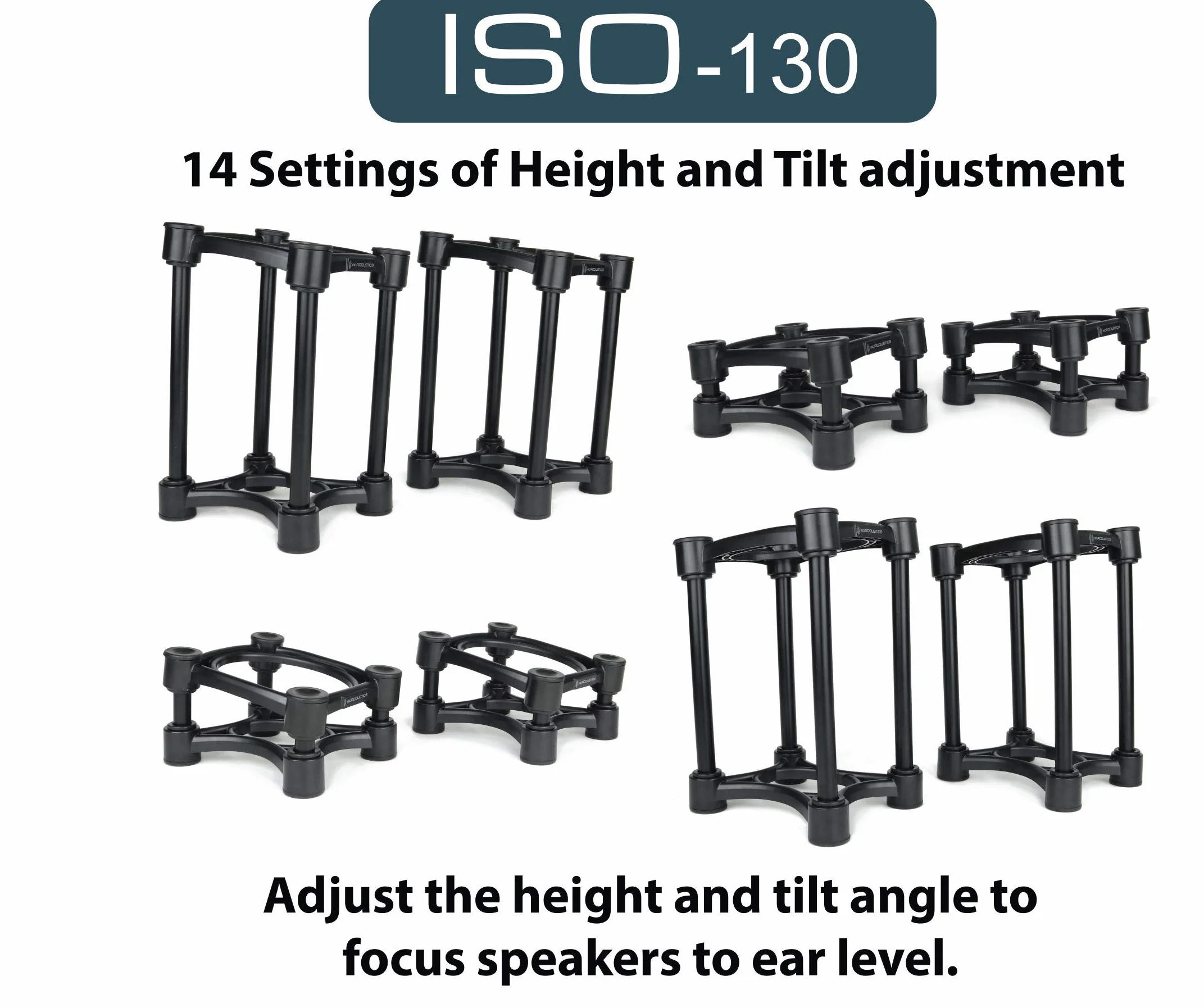IsoAcoustics Iso-130 Stojaki izolacyjne do głośników z regulacją wysokości i nachylenia 13 x 15 cm para