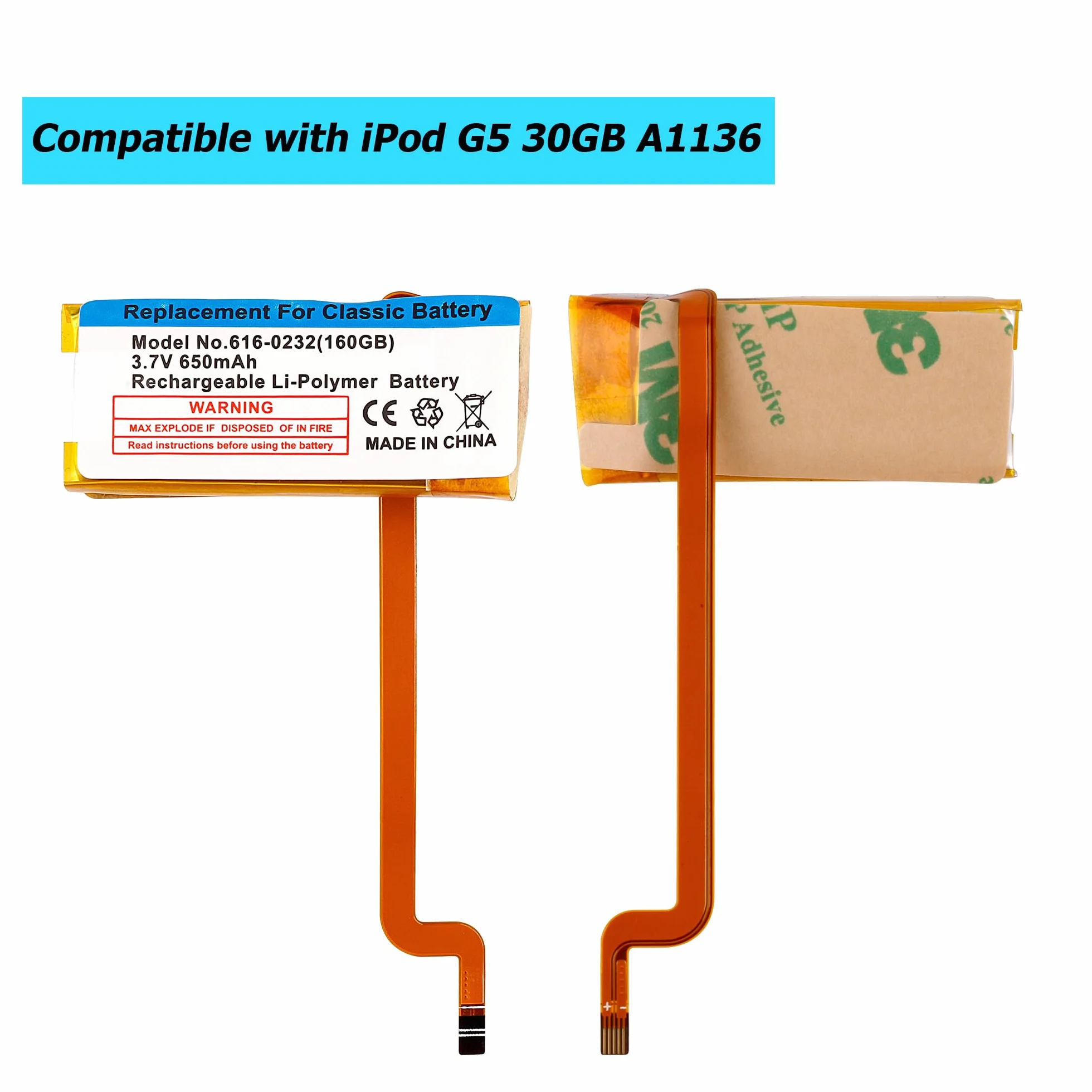 616-0227, 616-0232,616-0229 akumulator zastępczy kompatybilny z iPod G5 30GB A1136 z zestawem narzędzi