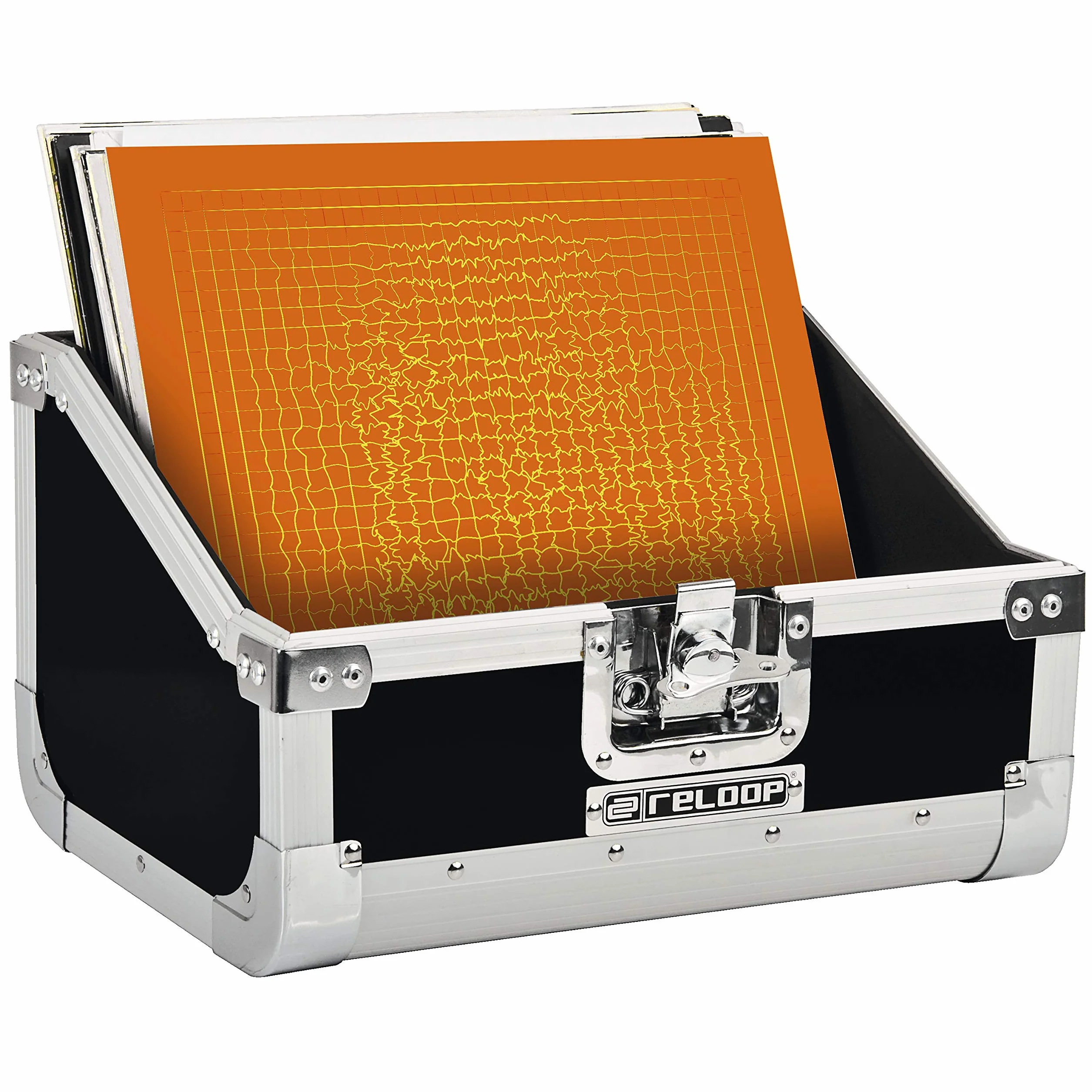 Reloop 80 Record Case Black – klasyczne płyty Case, zapięcia motylkowe, wyściółka piankowa, składany uchwyt do noszenia, czarny