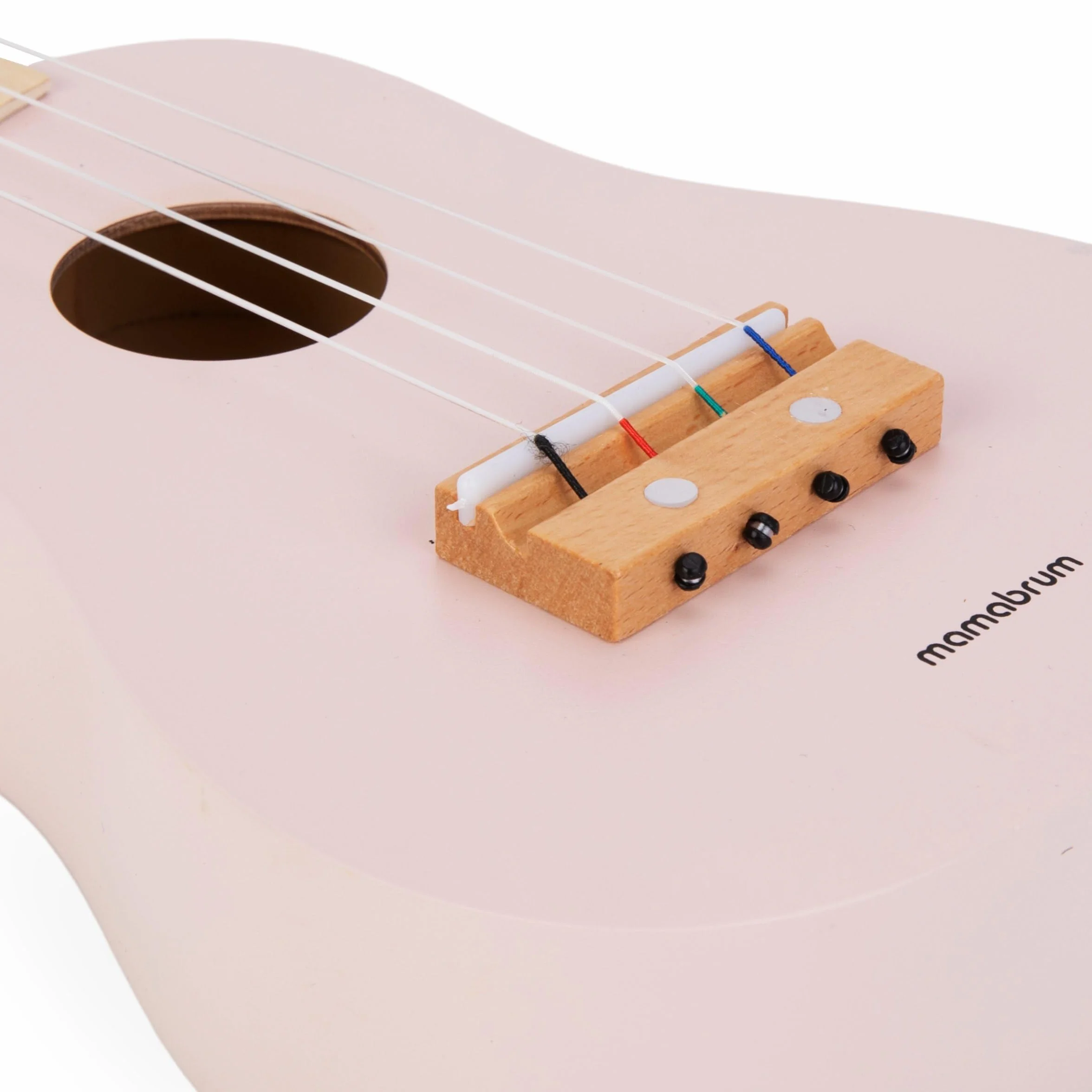 Mamabrum, Drewniana gitara dla dzieci, Ukulele dla niemowląt, Instrumenty muzyczne do zabawy, Uczy prostych akordów, Stymuluje słuch, Imituje prawdziwy instrument, Odgrywanie ról - gitarzysta, Różowy
