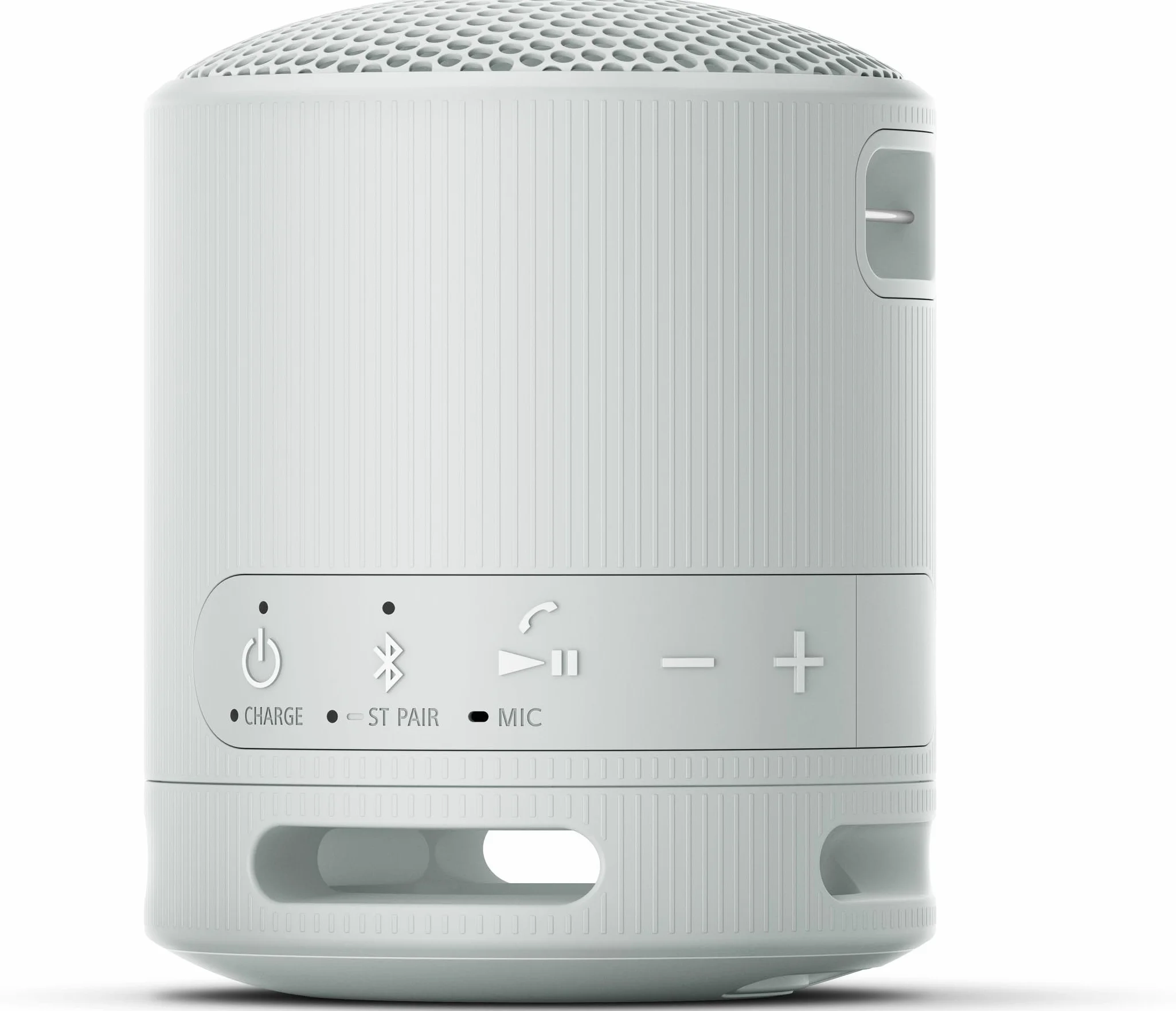 Sony SRS-XB100 - Bezprzewodowy głośnik Bluetooth, przenośny, lekki, podróżny, trwały, wodoodporny i pyłoszczelny IP67, akumulator 16 godz., uniwersalny pasek, zestaw głośnomówiący, jasnoszary