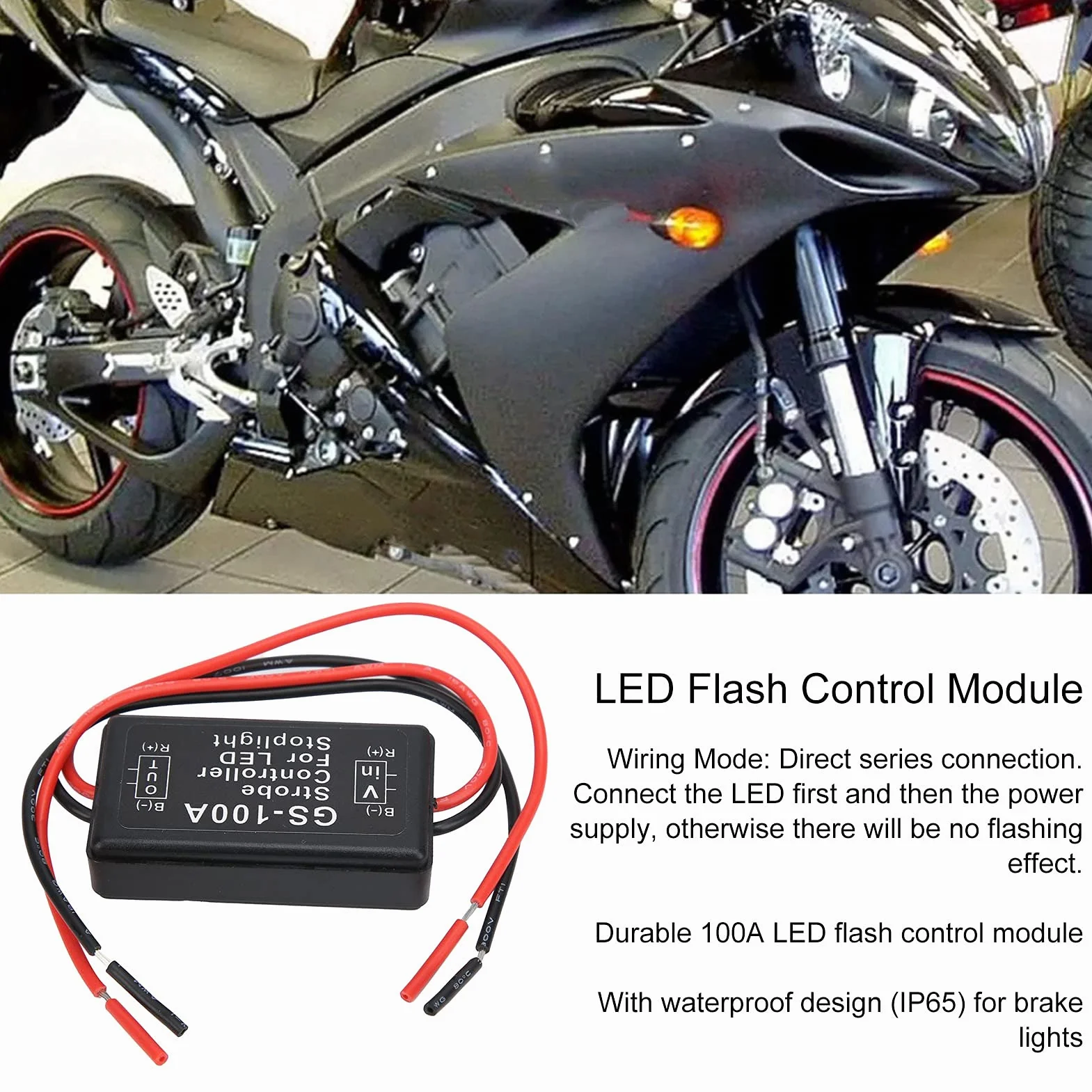 Sterownik Stroboskopu Światła Hamowania Plastikowy Moduł Sterowania Lampą Błyskową LED GS-100A 12-24VDC