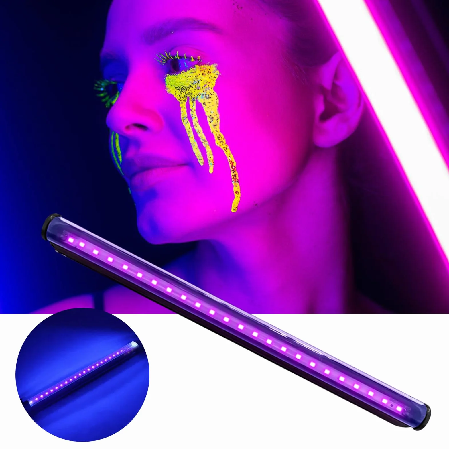 Rurka z czarnym światłem, 3 sztuki lamp LED 5 W, 24 LED 28 cm, taśma UV z przełącznikiem, USB LED, oświetlenie imprezowe, oświetlenie sceniczne, malowanie ciała, akcesoria