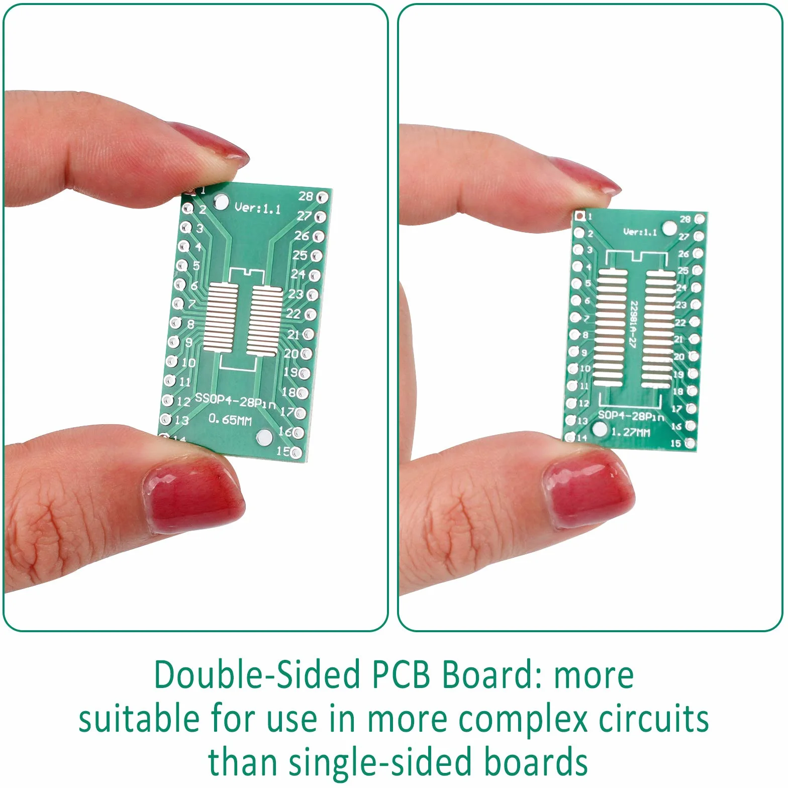 70 szt. płytka drukująca PCB prototypy płytka drukowana uniwersalna prototypy płytka drukowana dwustronna do lutowania DIY (7 rozmiarów, zielona)