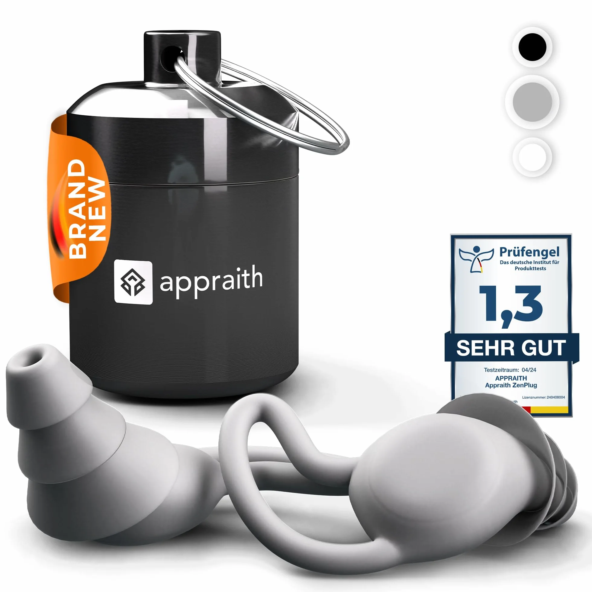 ZenPlug Zatyczki do uszu silikonowe redukcja hałasu 32 dB szare z aluminiowym pojemnikiem