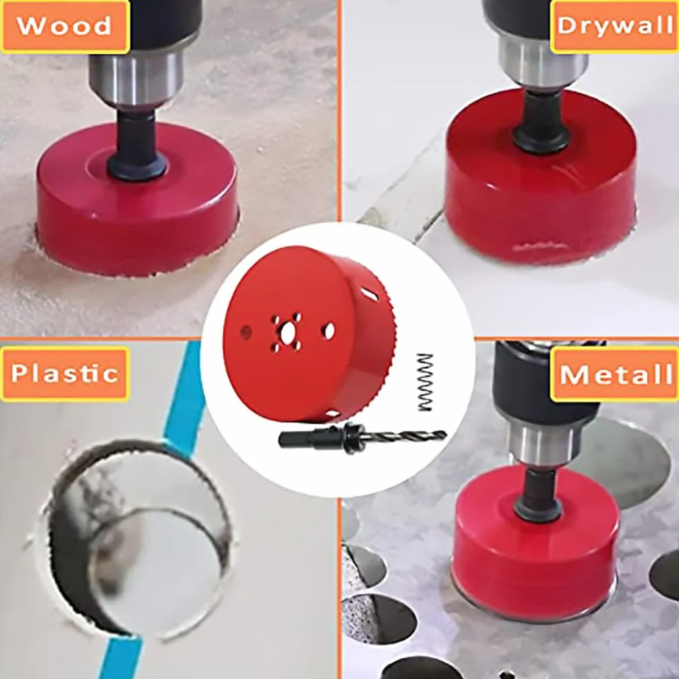 Bi-Metalowa otwornica 28mm, koronka do wiercenia, wiertło, z trójkątnym trzonem Adapter i wiertło centrujące - Precyzyjne i szybkie cięcie drewna, tworzywa sztucznego, płyt gipsowo-kartonowych