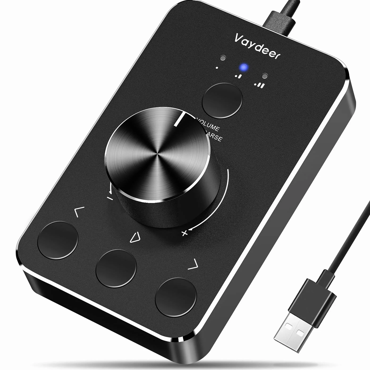 Vaydeer - Pomo de Control de Volumen USB con una tecla de Silencio para Ordenador, Ajuste de Audio, Control Remoto de Volumen de Audio, Compatible con WinXP/7/8 10/Vista/Mac/Linux