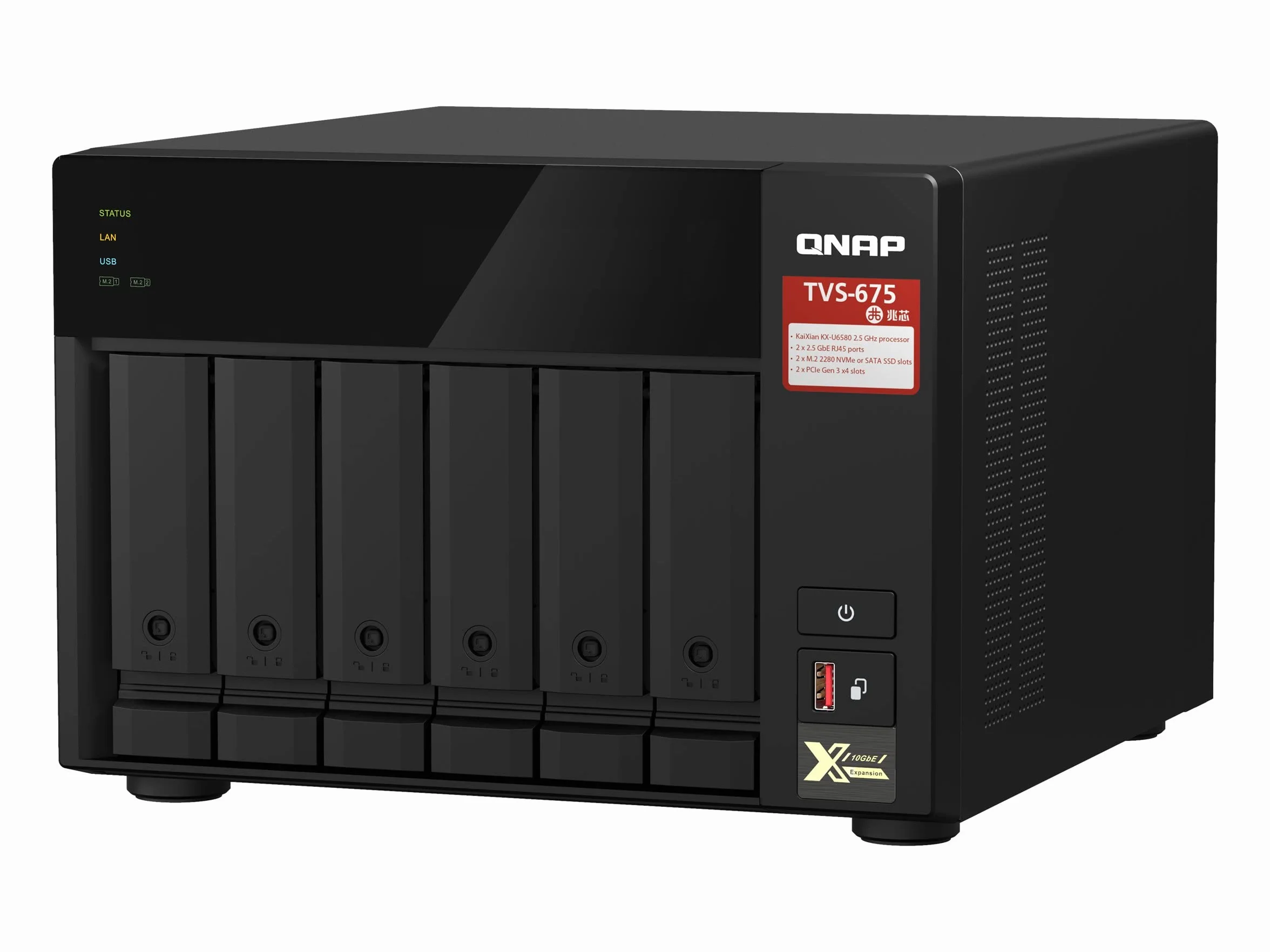 QNAP 6-kieszeniowy NAS Zhaoxin KX-U6580 8C/8T 2,5 GHz Czarny
