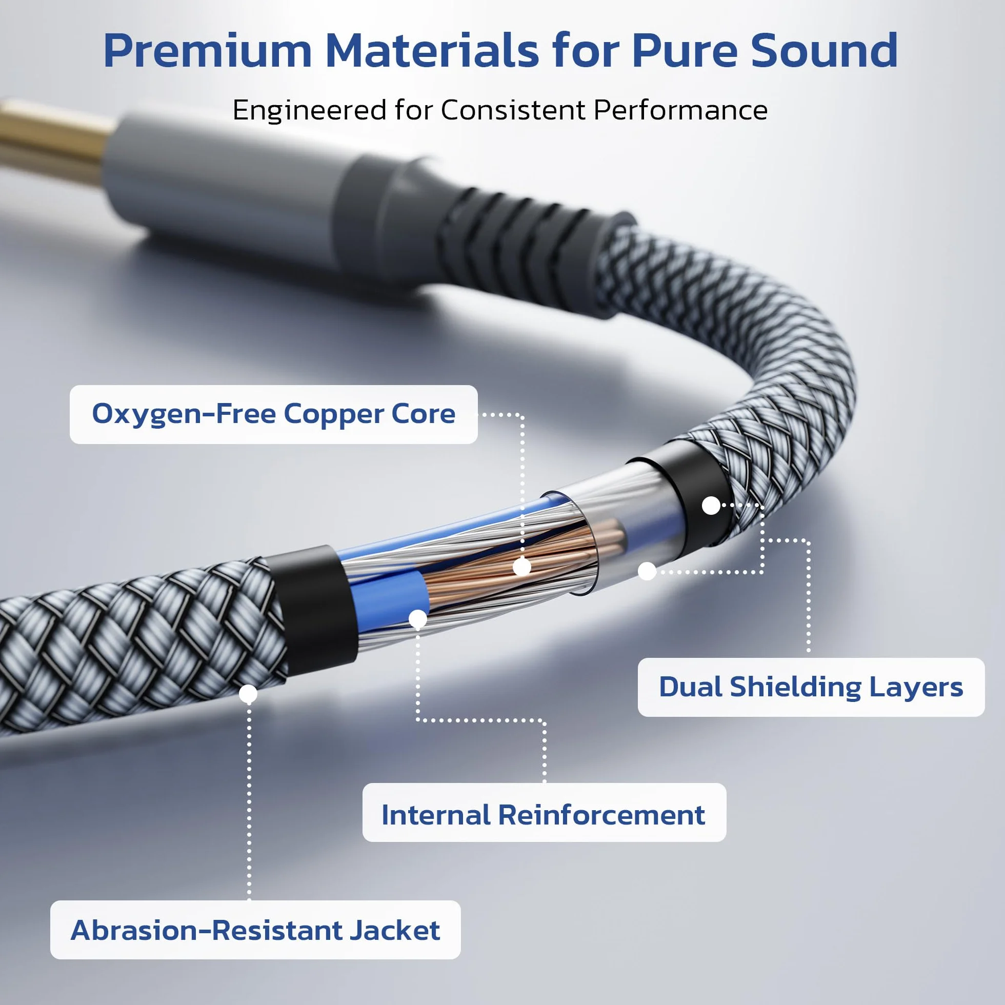 RUXELY Kabel Instrumentalny TRS 3M 2Pack,6.35 mm Złącze Kątowe 1/4" Typu Jack Wtyk Męski Stereofoniczny Przewód Audio,Zbalansowany Kabel Liniowy do Gitary Elektrycznej,Basu,Miksera,Mixer Keyboard