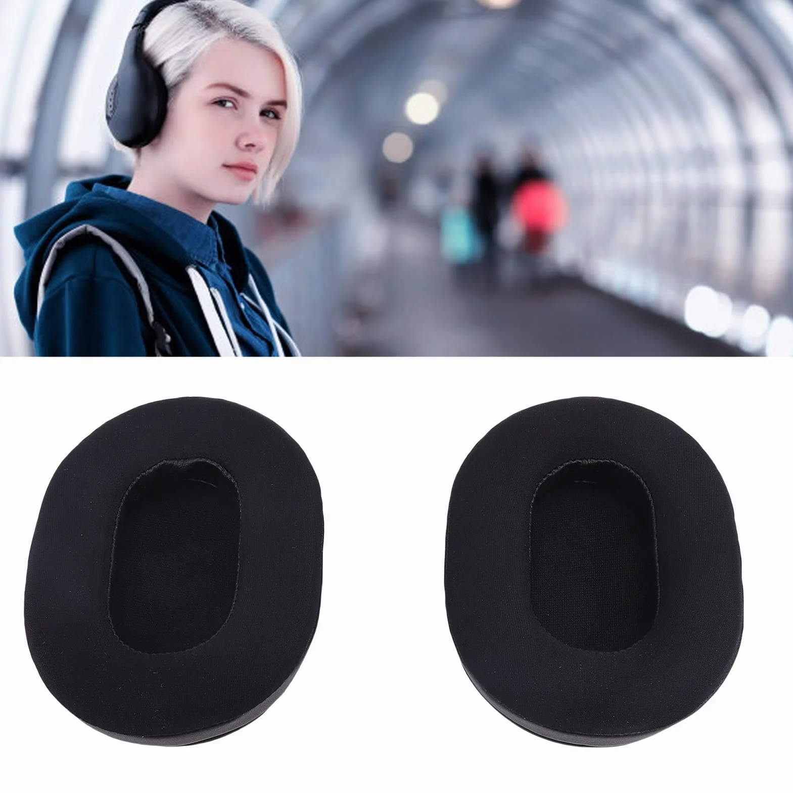 Zunate 2PCS Zestaw Słuchawkowy EARPADS, Miękkie Miękkie Białko Skórzane Słuchawki Oddychające z Jedwabnej Tkaniny, Miękkie Chłodzenie Komfortu, do Zużycia Słuchawek WH Ult900N
