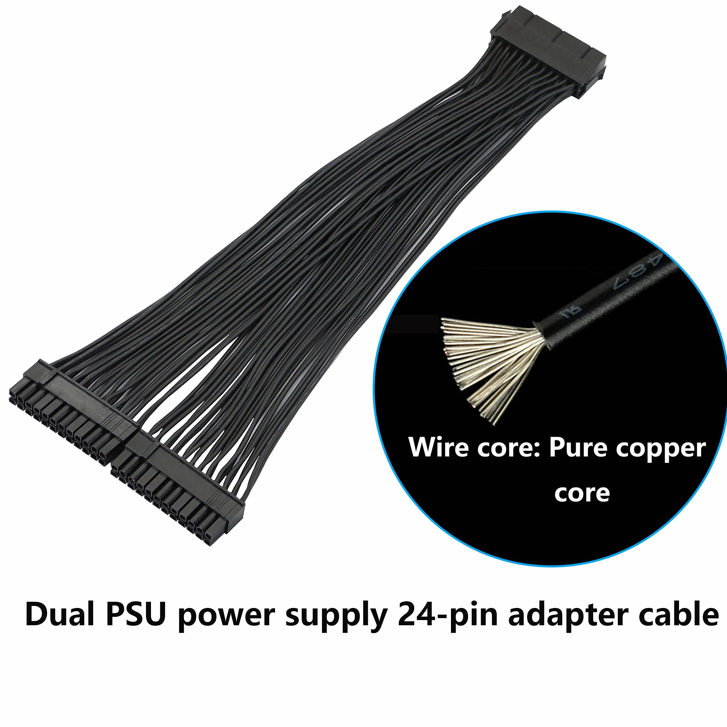 GELRHONR 24-pinowy kabel ATX Adapter płyty głównej 20+4 żeński na męski Y Splitter 1Ft