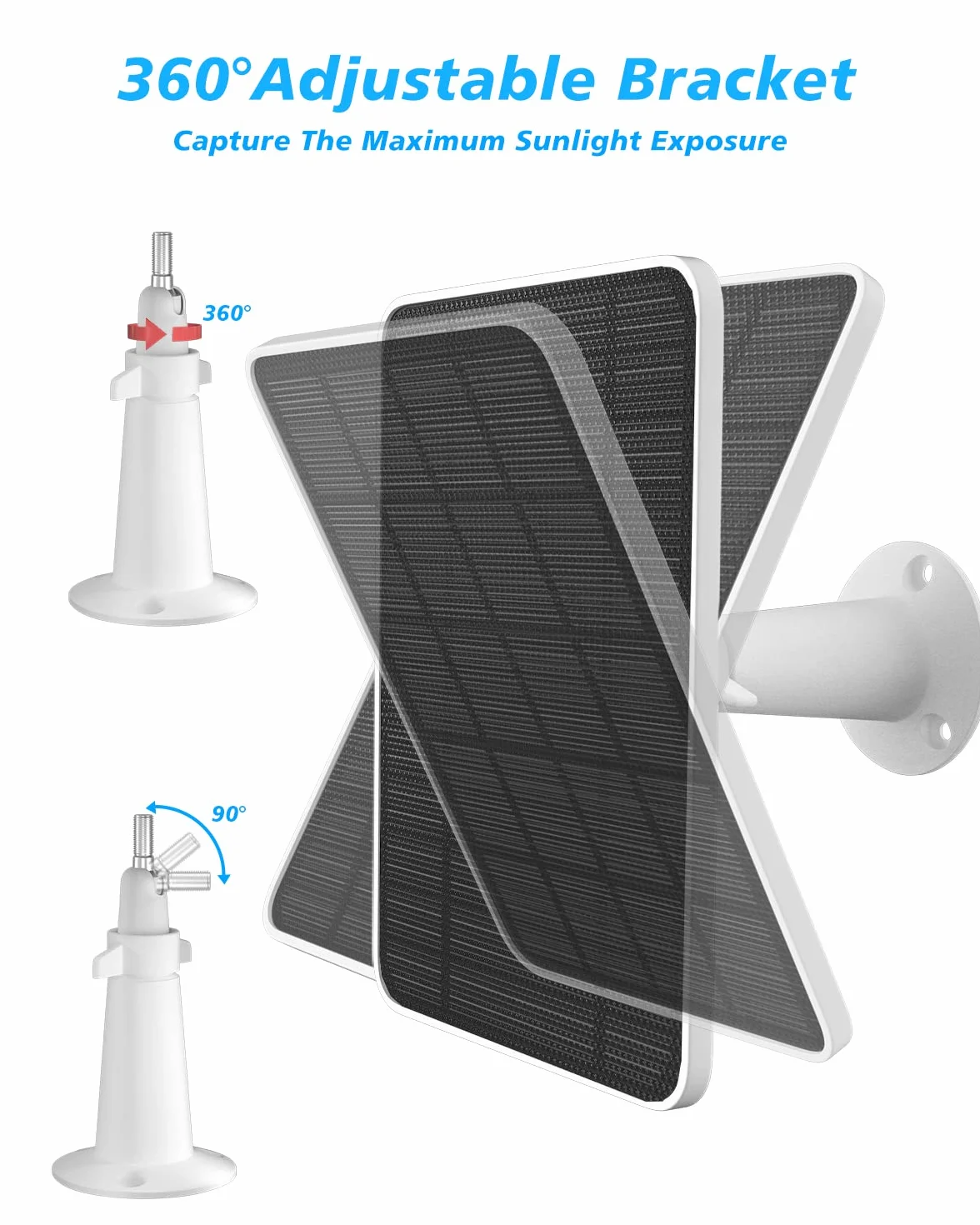 Ładowarka do paneli słonecznych kompatybilna z kamerą bezpieczeństwa Arlo Ultra/Ultra 2/Pro 3/Pro 4/Pro 3 Floodlight, 5 V, 4 W, ładowanie paneli słonecznych, IP65, odporna na warunki atmosferyczne, 3