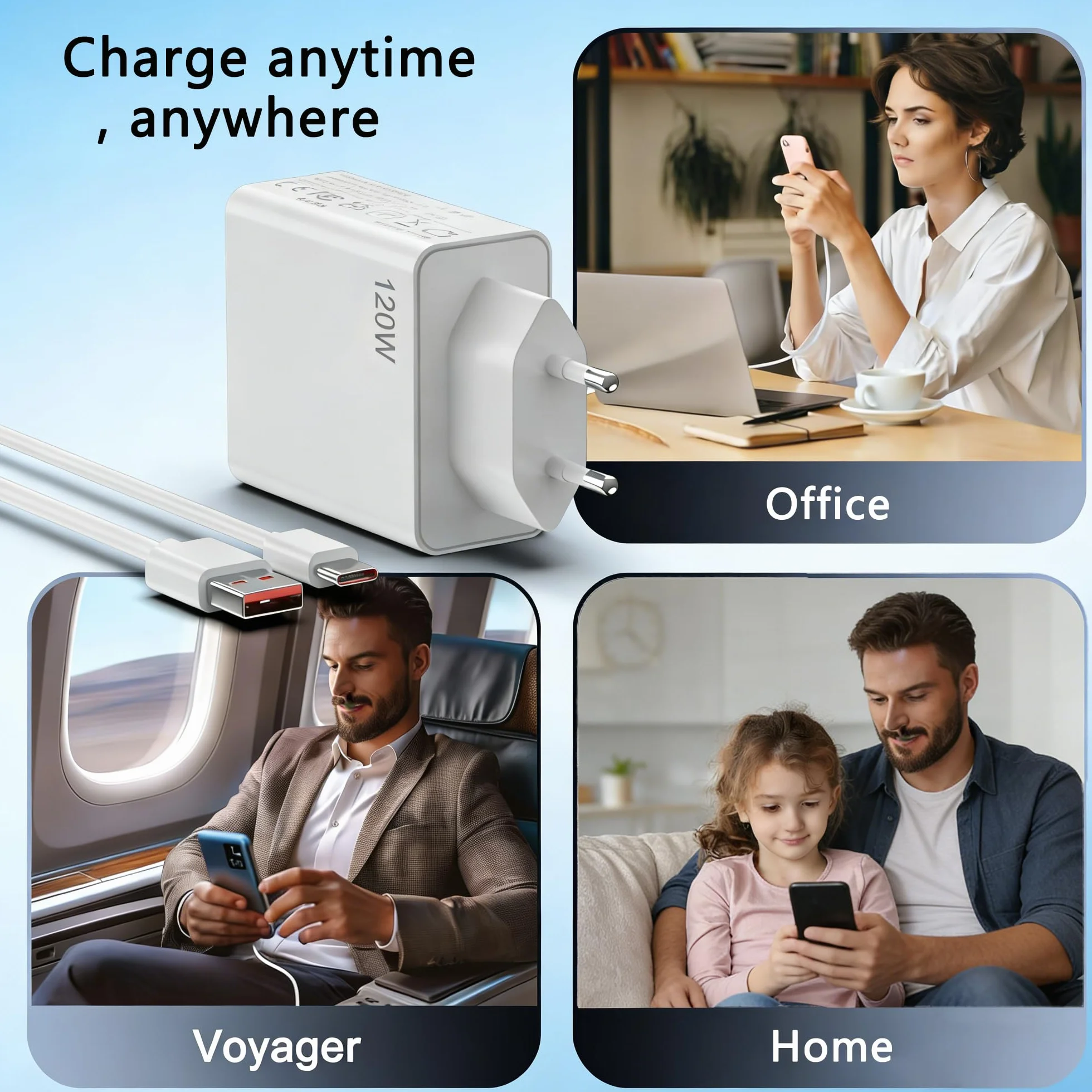 Ładowarka USB, 120 W, zasilacz z kablem typu C, 6 A, do Xiaomi 14T, 13T, Redmi Note 15, 14, 13, 12, 11, 10 Pro 5G, Poco X6 M6 X5 F5 Pro (XM 120 W 1+1)
