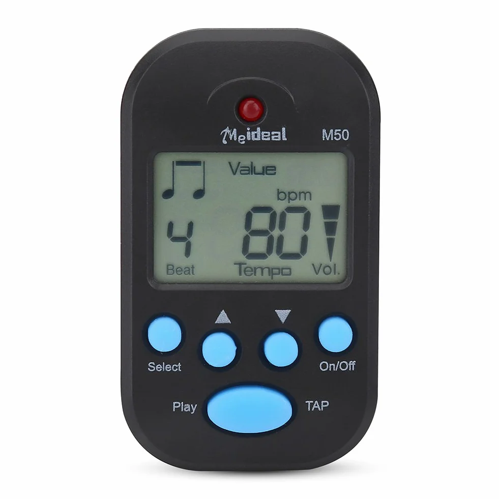 Mini metronom cyfrowy Beat Tap M50 przenośny klips z podwójnym wyjściem słuchawkowym czarny