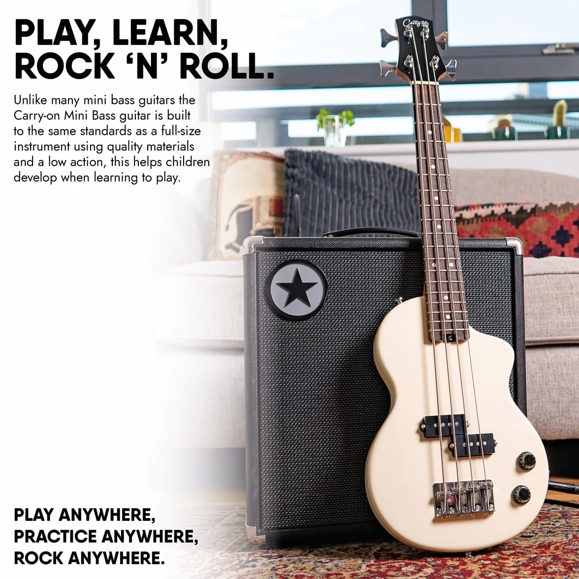 Carry-on Blackstar Mini elektryczna gitara basowa vintage biała