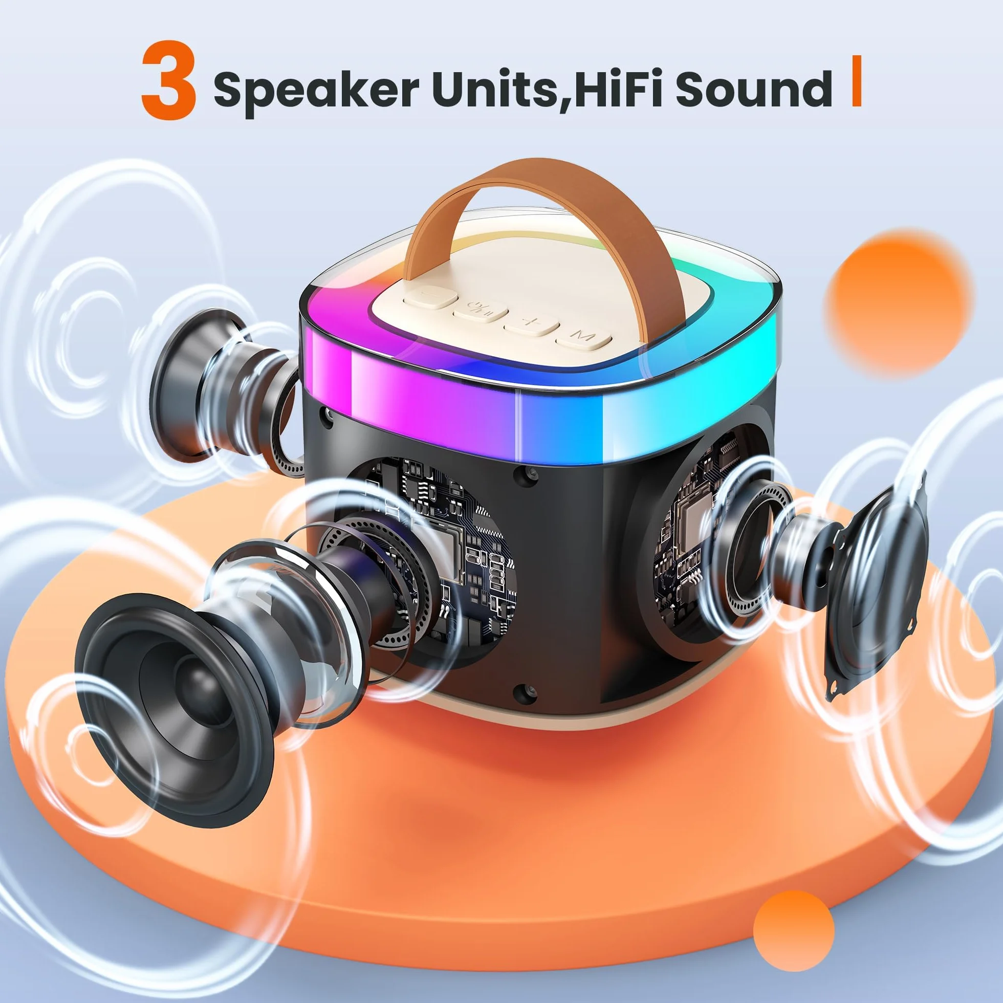 Ankuka Przenośny ekspres do karaoke Bluetooth, głośnik karaoke Bluetooth z 2 mikrofonami, przetwornikami i lampkami LED, prezent dla przyjaciół, czarny