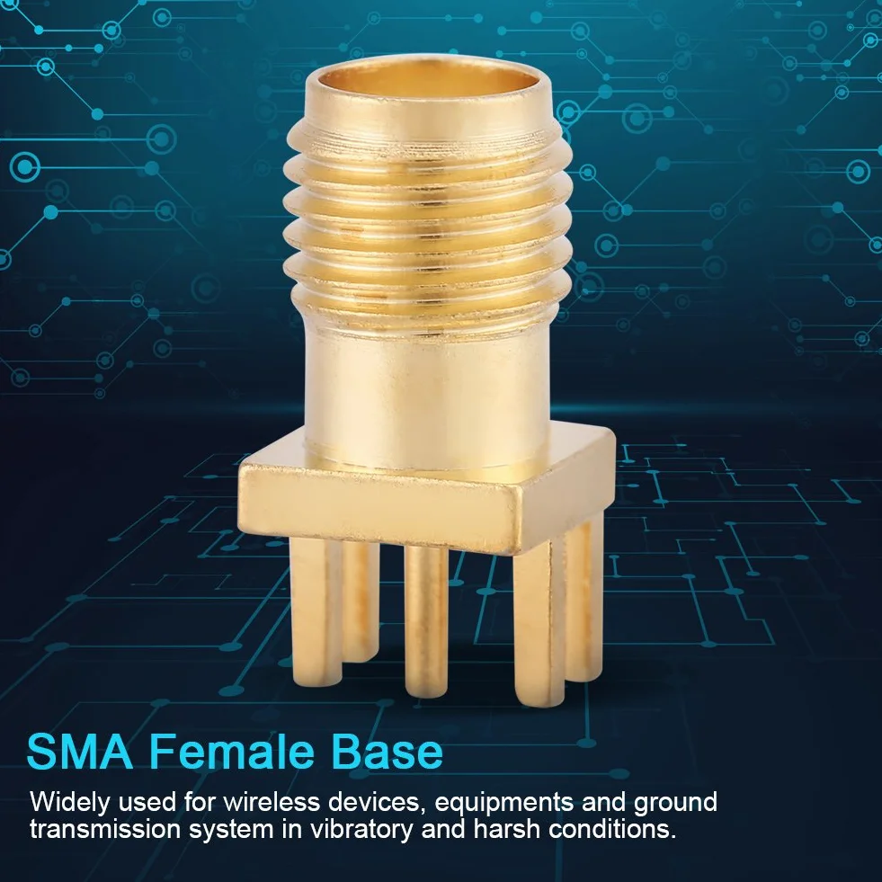 10 szt. mosiężne złącze żeńskie SMA PCB do montażu panelowego żeńskie gniazdo wtykowe 50 omów złącza RF do urządzeń bezprzewodowych