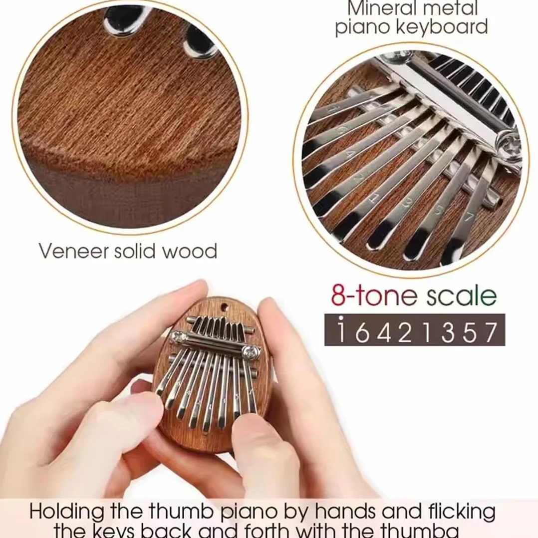 1 szt. Mini Kalimba 8 kluczy instrument muzyczny Marimba z nutą Kalimba fortepian Kalimba dla początkujących najlepszy prezent