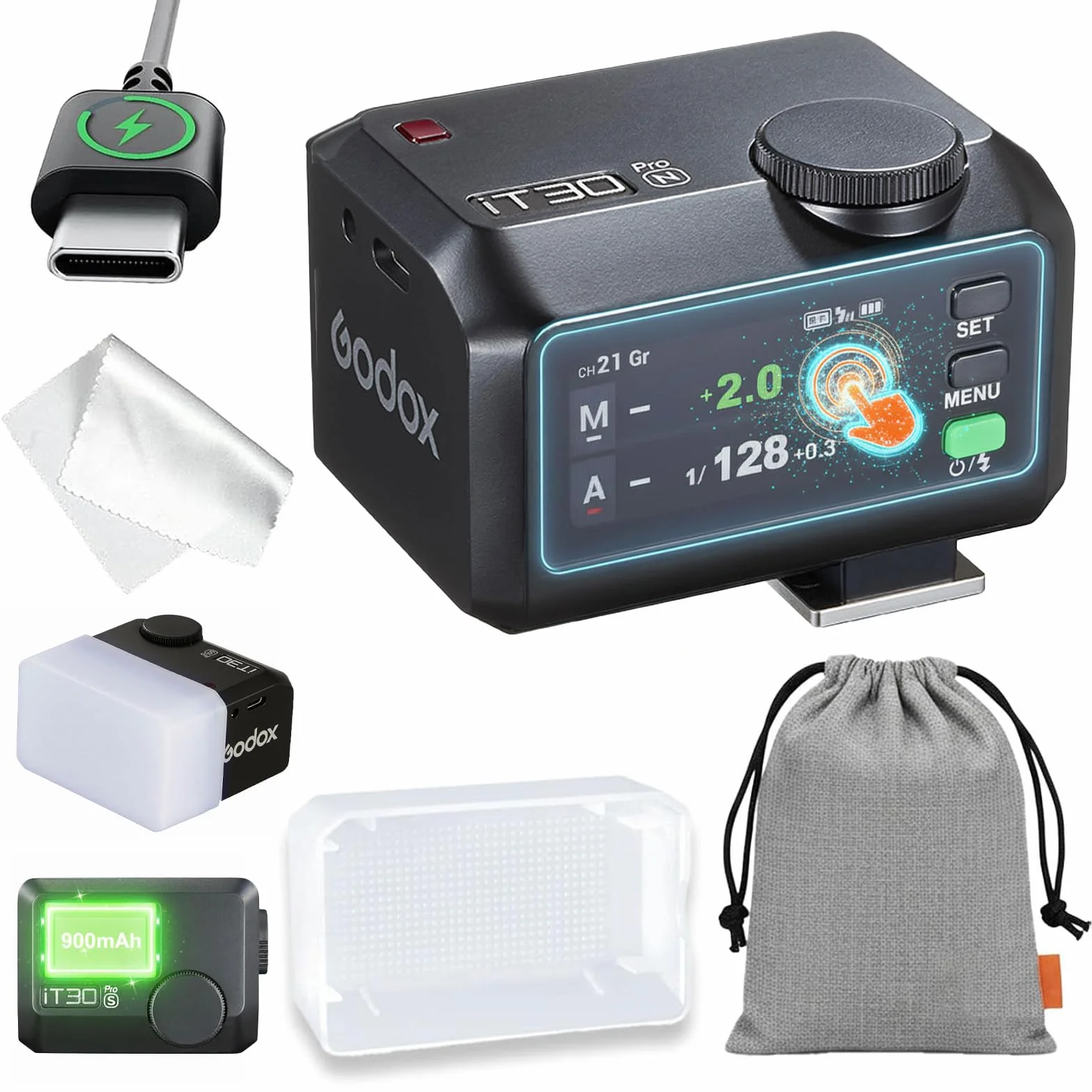 Godox iT30Pro N TTL Mini Flash z białym dyfuzorem, iT30 Pro N HSS 1/8000s 2,4G lampa błyskowa, kompatybilna z Nikon Z5II Z6III Z8 Z50II Z5 Z50 ZFC Z6II Z9 Z7 ZF