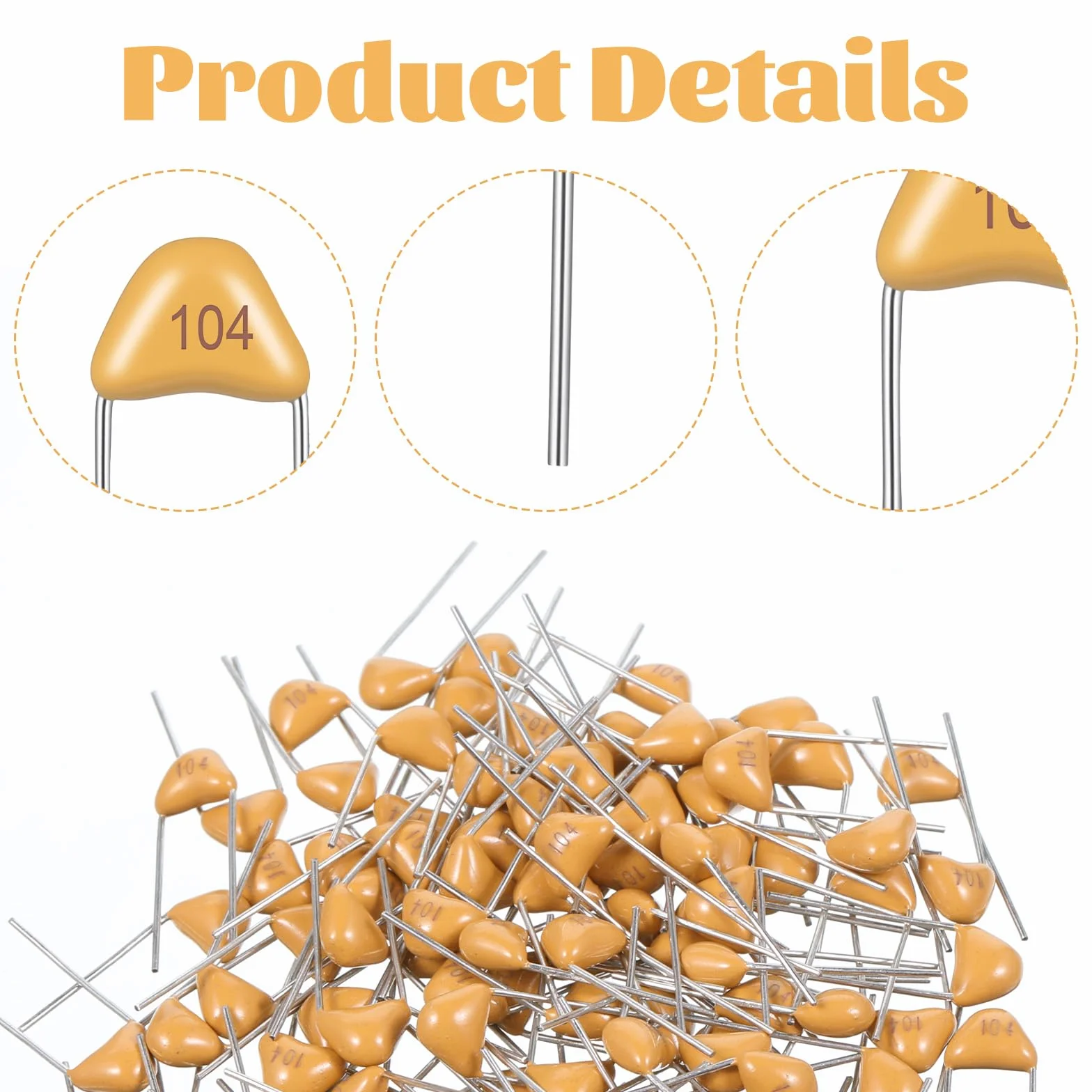100 sztuk 0,1 µF 104 100 nF monolityczny kondensator ceramiczny, 0,1 µF 50 V, zestaw wielowarstwowych kondensatorów Monolithic Ceramic Capacitors Capacitors (5,08 mm)