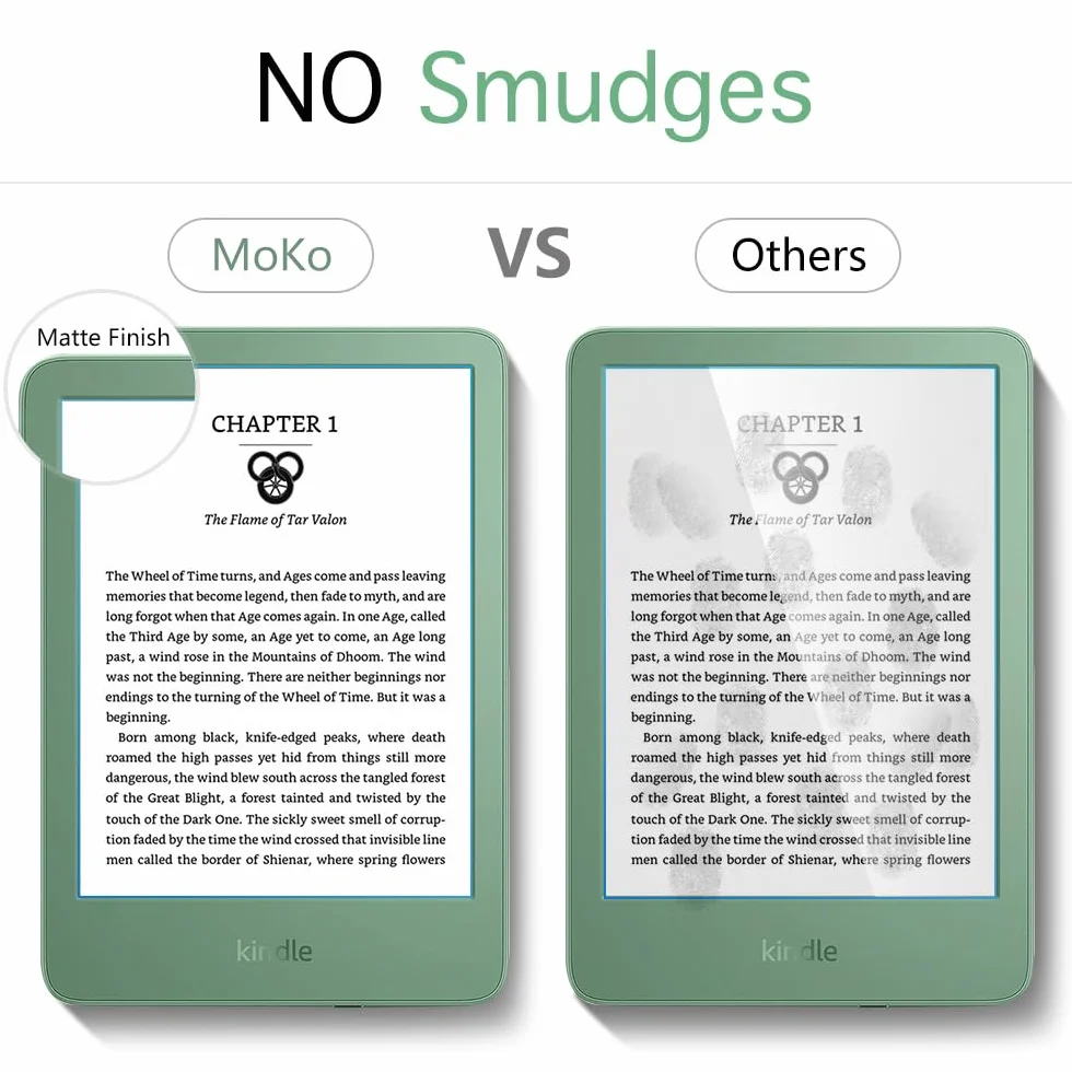 MoKo 2-pak antyodblaskowych ochraniaczy ekranu do 6-calowego zupełnie nowego Kindle Kindle 11. generacji 2024/2022, Kobo Clara i PocketBook, pełne pokrycie, wysokiej jakości folia ochronna PET, matowa folia ochronna Matcha