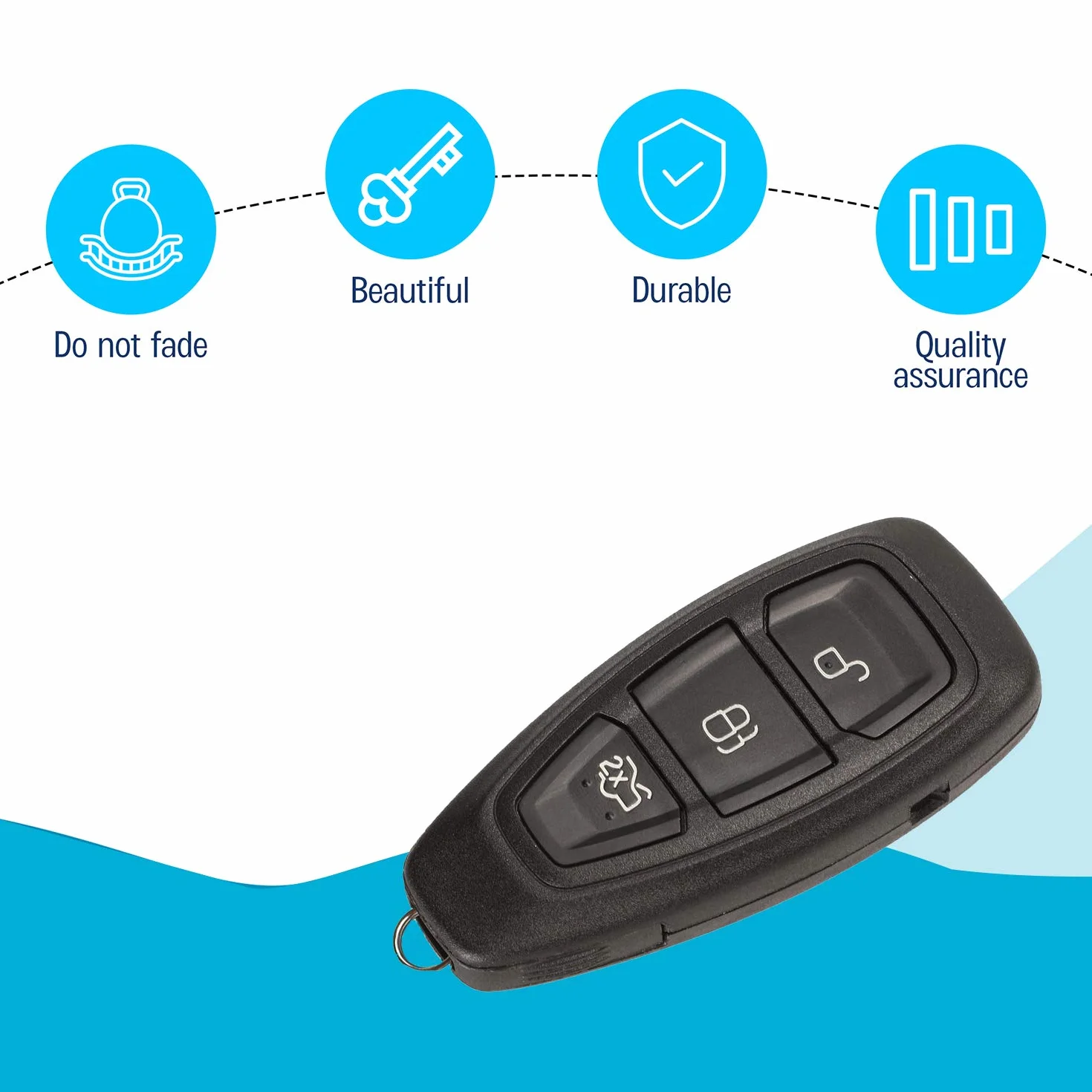 Phonilico obudowa kluczyka do Forda Focus Fiesta C-Max 2 Kuga 2 S-Max 2 Mondeo 4 B-Max Ecosport Galaxy 2 Smart Key klucz radiowy z pilotem zdalnego sterowania, 3 przyciski