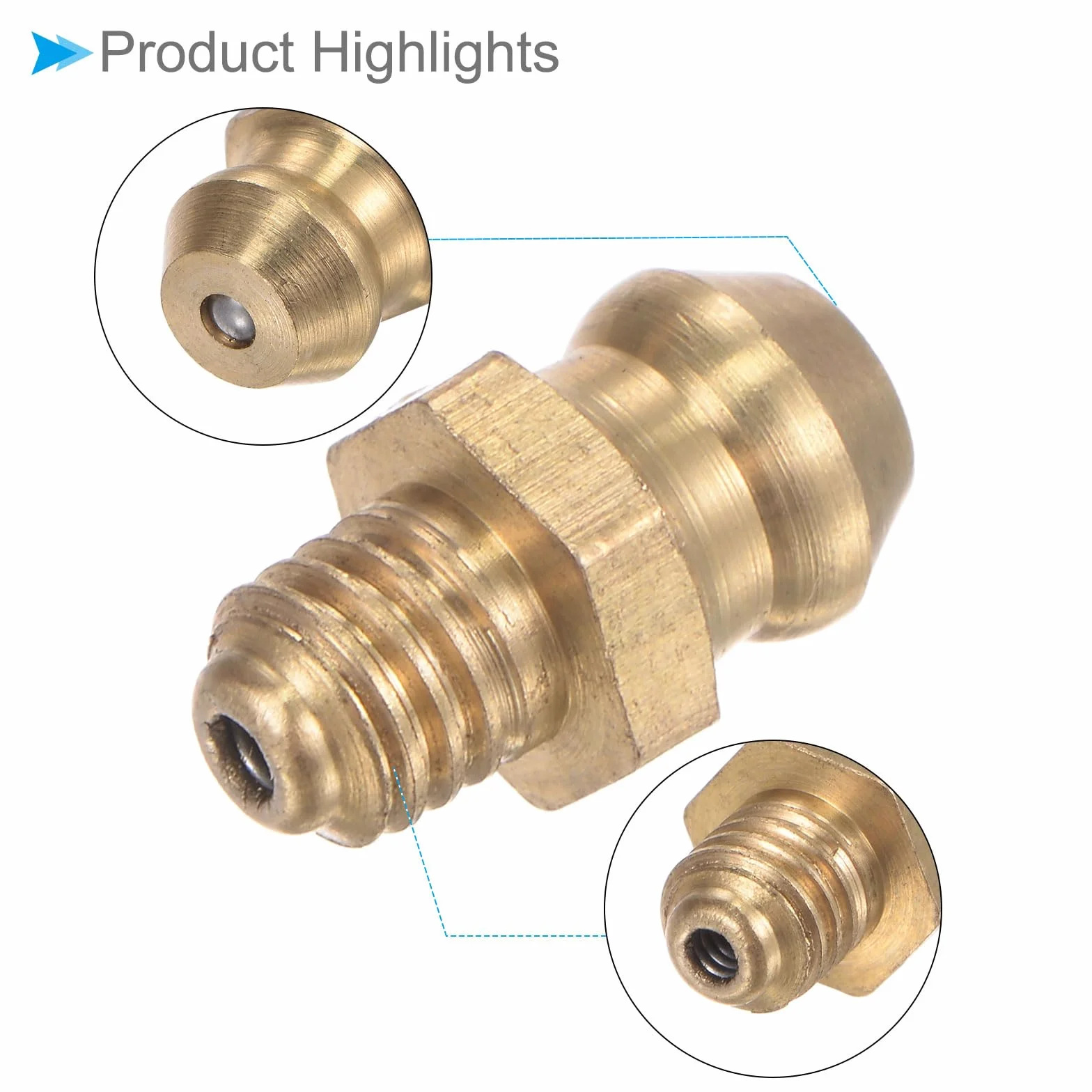 Mosiężna złączka smarowa, metryczna M5 x 0,8 mm, złączka do smarowania hydraulicznego - (Zastosowania: do wymiany brakującego lub uszkodzonego złącza olejowego), 5-częściowy