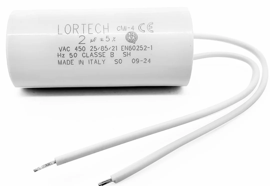 LORTECH Kondensator silnika 2 µF - Ø 25mm x 55mm - Wyprodukowano we Włoszech