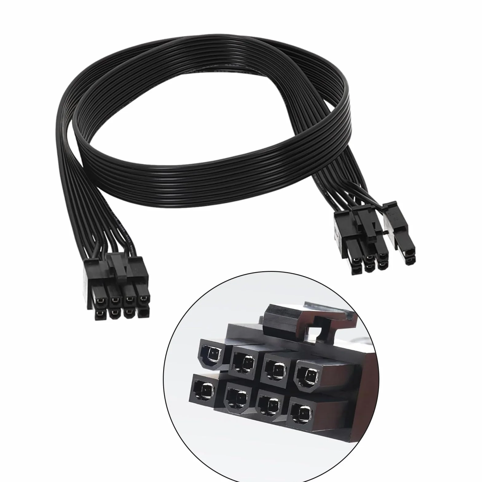 8-biegunowy kabel zasilający GPU 8-biegunowy wtyk ATX na 6+2- kabel PCIe, kabel PCIE do Be Quiet,8-pinowy (6+2) zasilacz – 60 cm kabel do kart graficznych gpu 2x6 8-pinowy karta graficzna