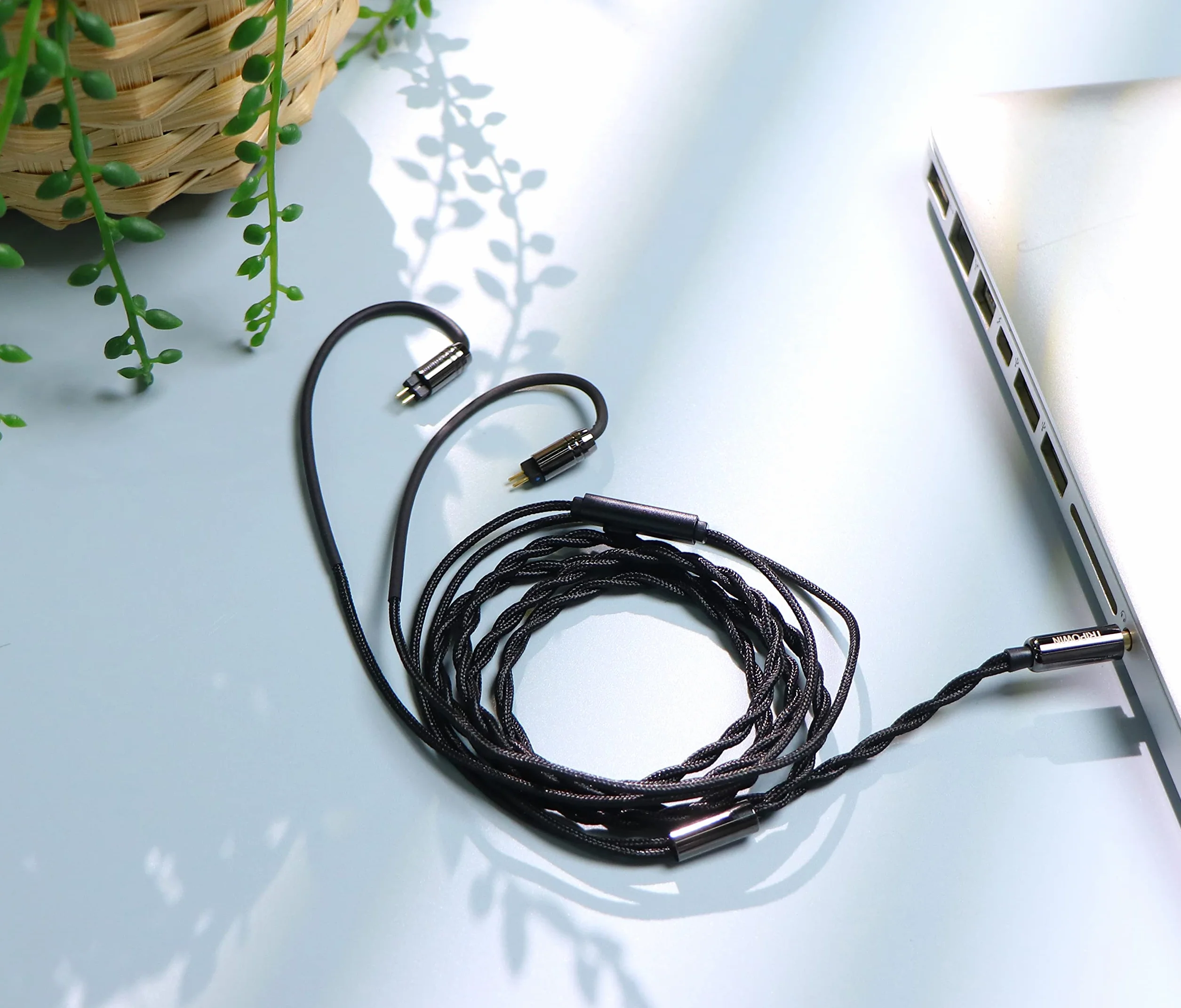 Linsoul Tripowin Zombur 4N kabel beztlenowy OFFC HiFi IEM z mikrofonem, warstwa zewnętrzna z przędzy bawełnianej, kabel zamienny
