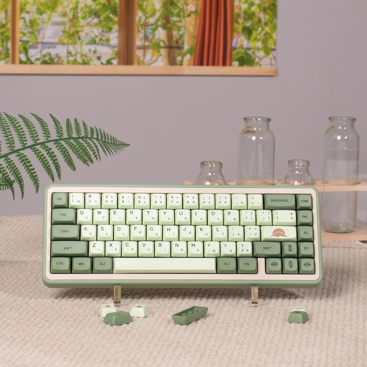 PBT japońskie nasadki klawiszy Dye Sub XDA profil Matcha zestaw nasadek klawiszy pasuje do 60% 65% 95% klawiatury mechanicznej Cherry Mx Switches