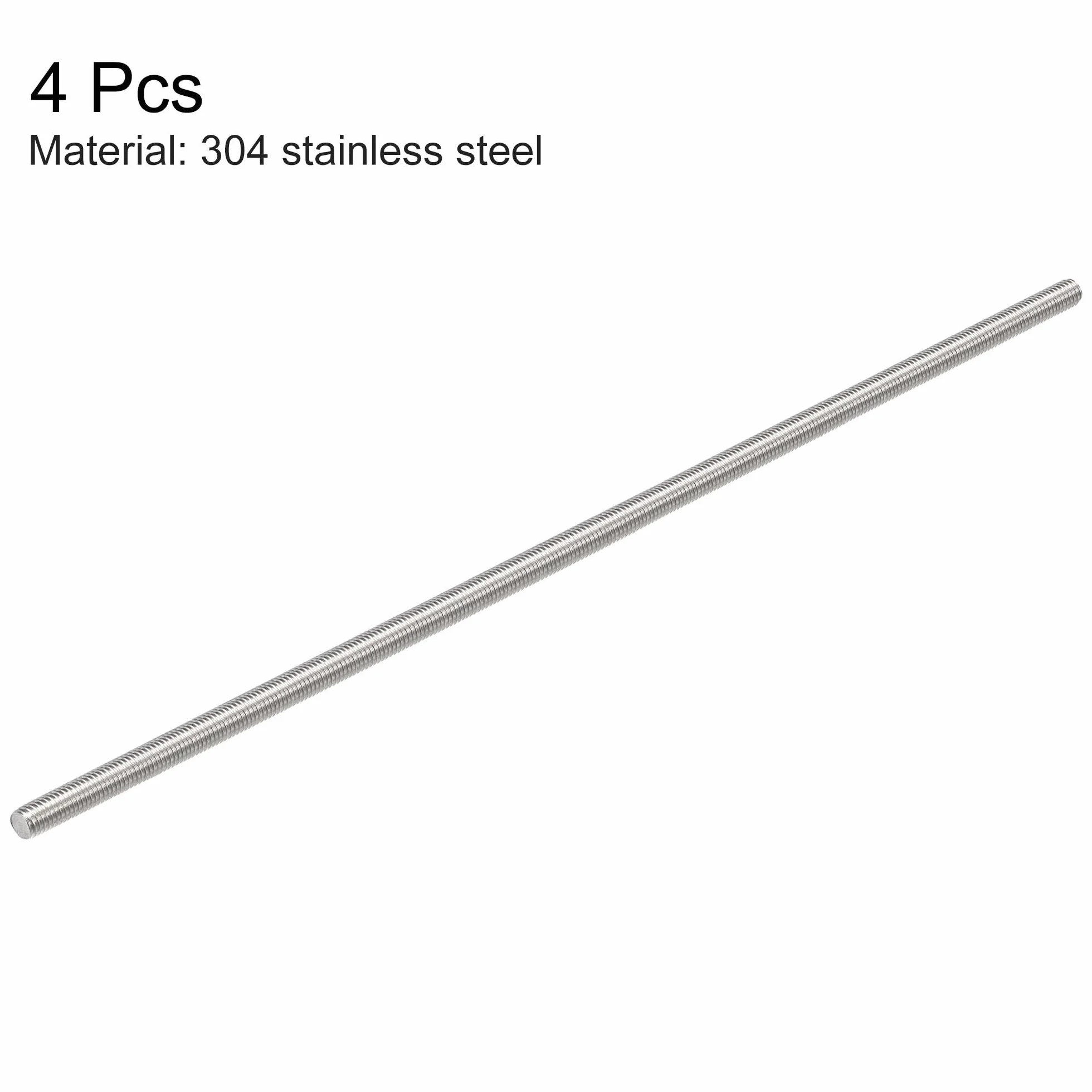 sourcing map 4 sztuki pełen pręt gwintowany M4 x 150 mm 304 stal szlachetna gwint prawy