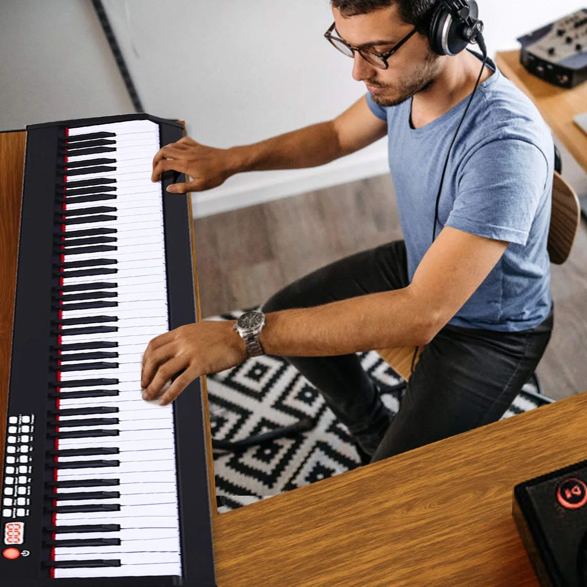 COSTWAY 88 klawiszy klawiatura dla dzieci, cyfrowy keyboard, fortepian elektryczny, 128 rytmów, 128 tonów, Bluetooth, głośnik, 20 demo, odpowiedni dla dzieci i dorosłych (czarny)