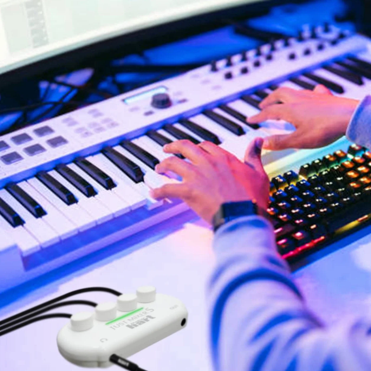 Maker hart Just Mixer S - 3 kanały 3,5 mm wejście stereo/wyjście mini mikser audio bateria/zasilany przez USB, przenośny kieszonkowy mikser audio